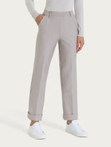 Pantalone ampio con tasche e risvolto in Compact Grigi Donna - Ragno