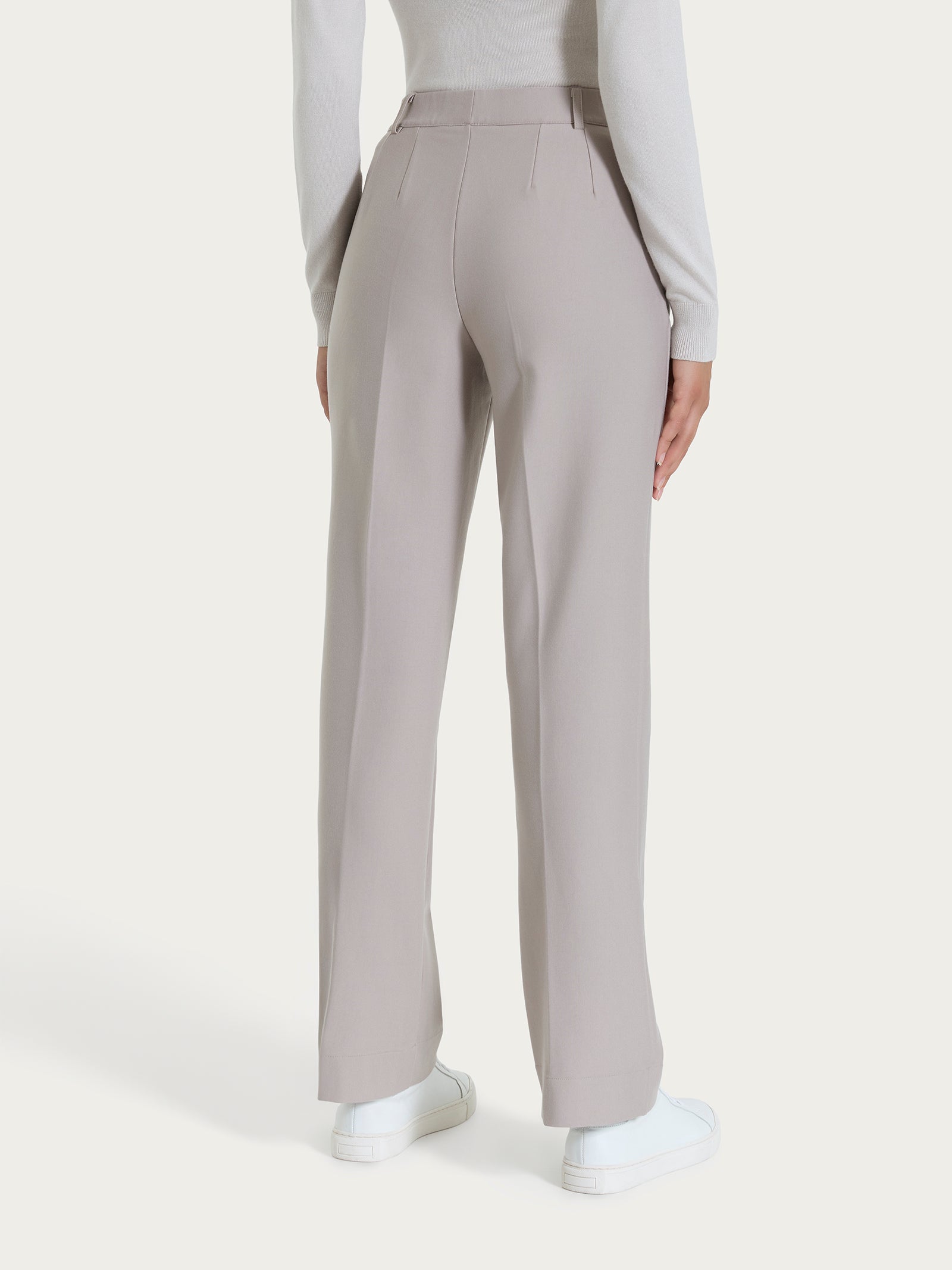 Pantalone ampio con tasche e risvolto in Compact Grigi Donna - Ragno