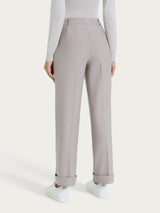 Pantalone ampio con tasche e risvolto in Compact Grigi Donna - Ragno