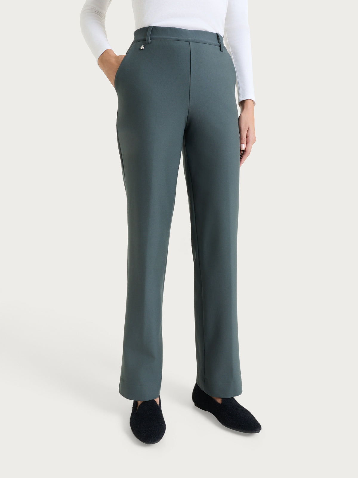 Pantalone ampio con tasche e risvolto in Compact Grigi Donna - Ragno