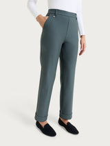 Women's Wide Pants with Pockets and Cuffs in Compact Gray - Ragno