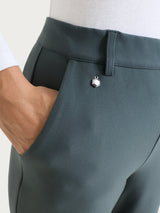 Women's Wide Pants with Pockets and Cuffs in Compact Gray - Ragno