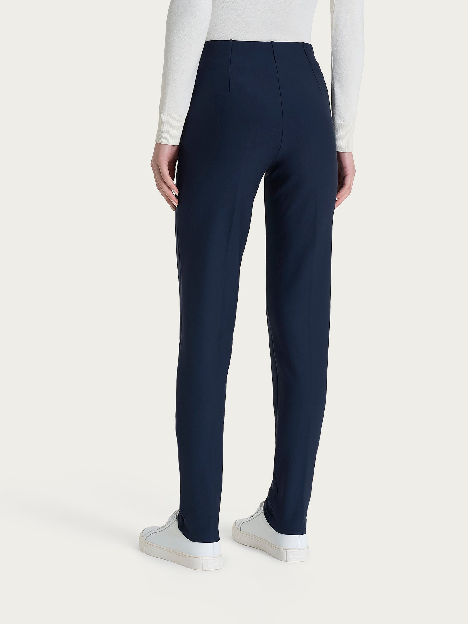 Pantalone a sigaretta con risvolto in Compact Blu Donna - Ragno