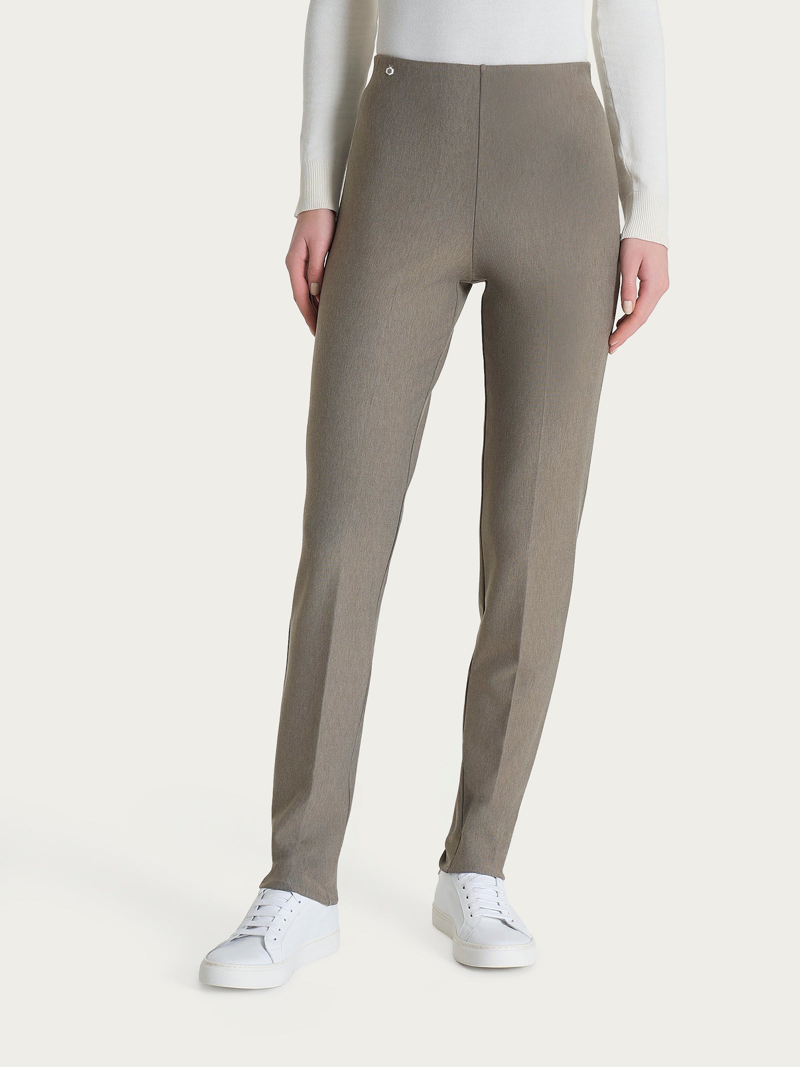 Pantalone a sigaretta con risvolto in Compact Grigi Donna - Ragno
