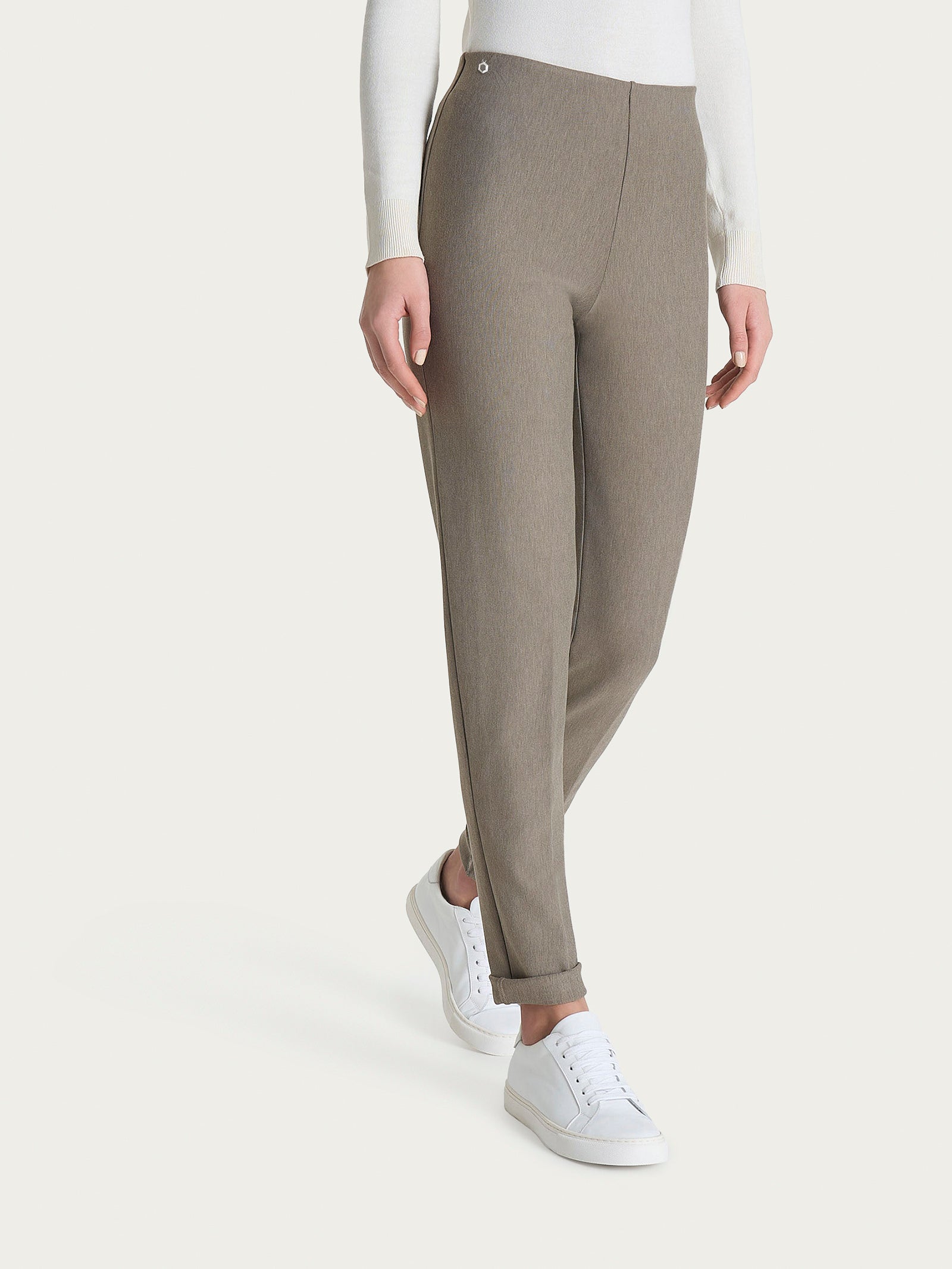Pantalone a sigaretta con risvolto in Compact Grigi Donna - Ragno