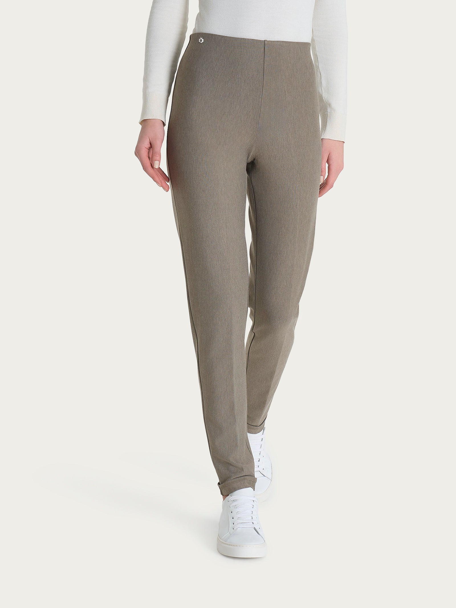 Pantalone a sigaretta con risvolto in Compact Grigi Donna - Ragno
