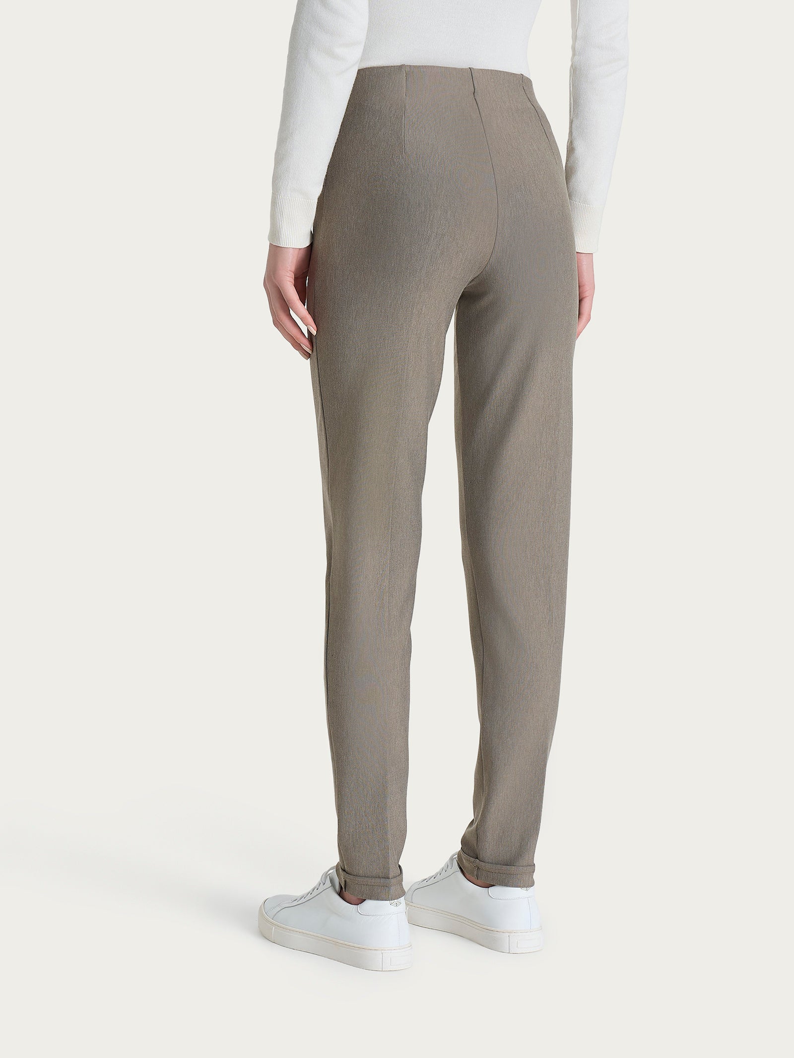 Pantalone a sigaretta con risvolto in Compact Grigi Donna - Ragno