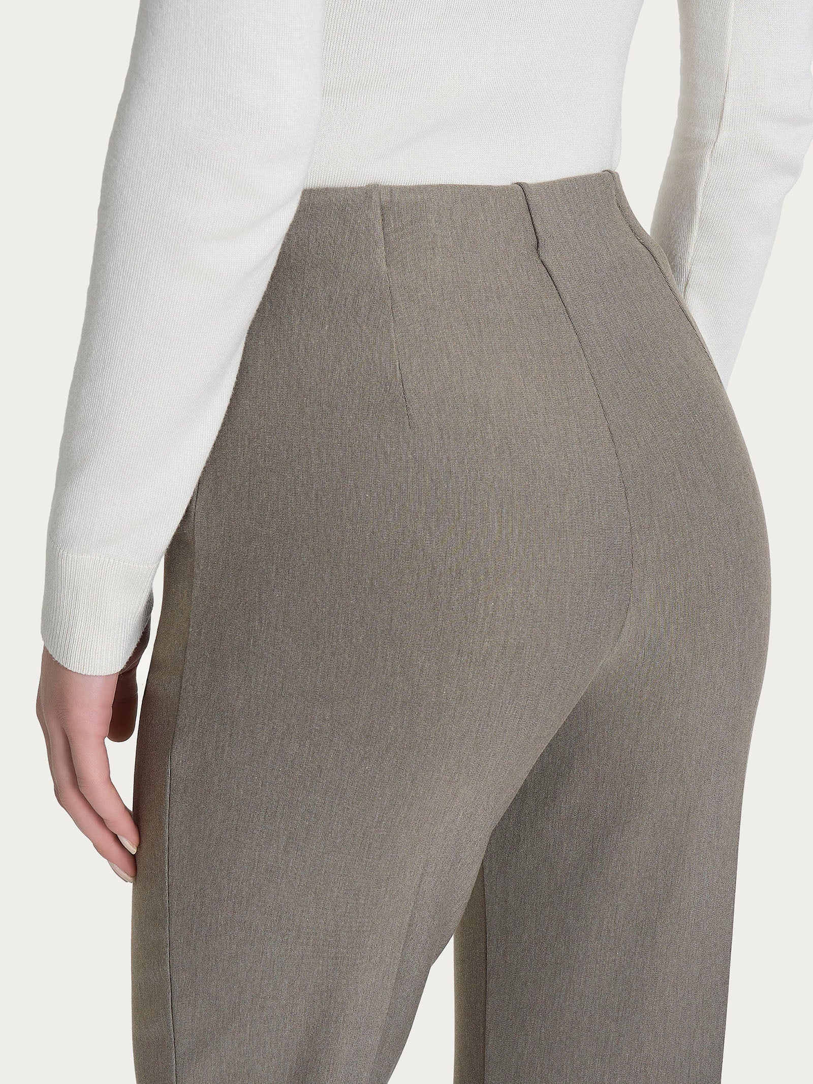 Pantalone a sigaretta con risvolto in Compact Grigi Donna - Ragno