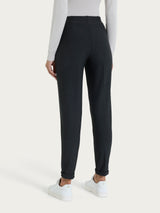 Pantalone a sigaretta con risvolto in Compact Neri Donna - Ragno