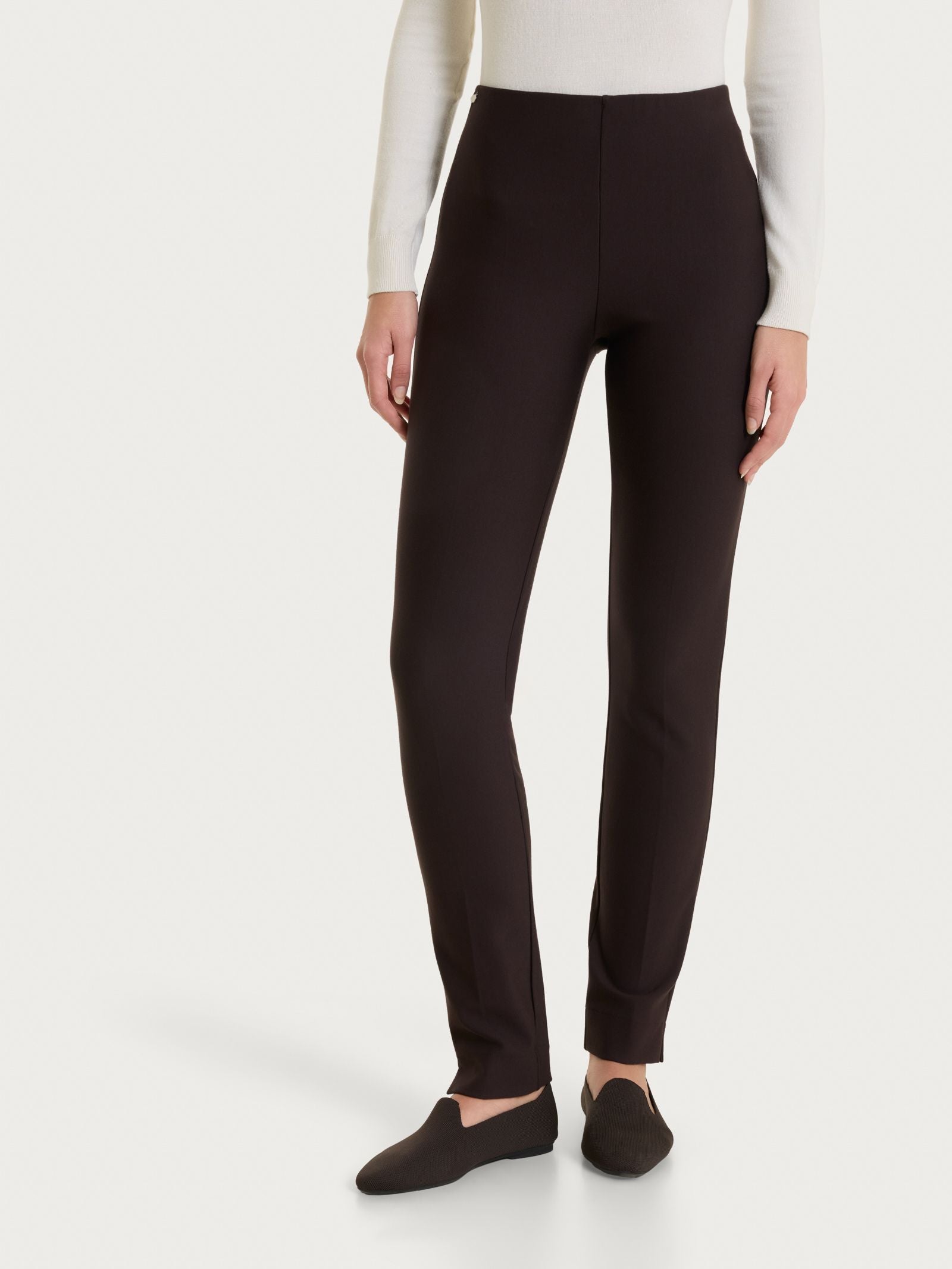 Pantalone a sigaretta con risvolto in Compact Marroni Donna - Ragno