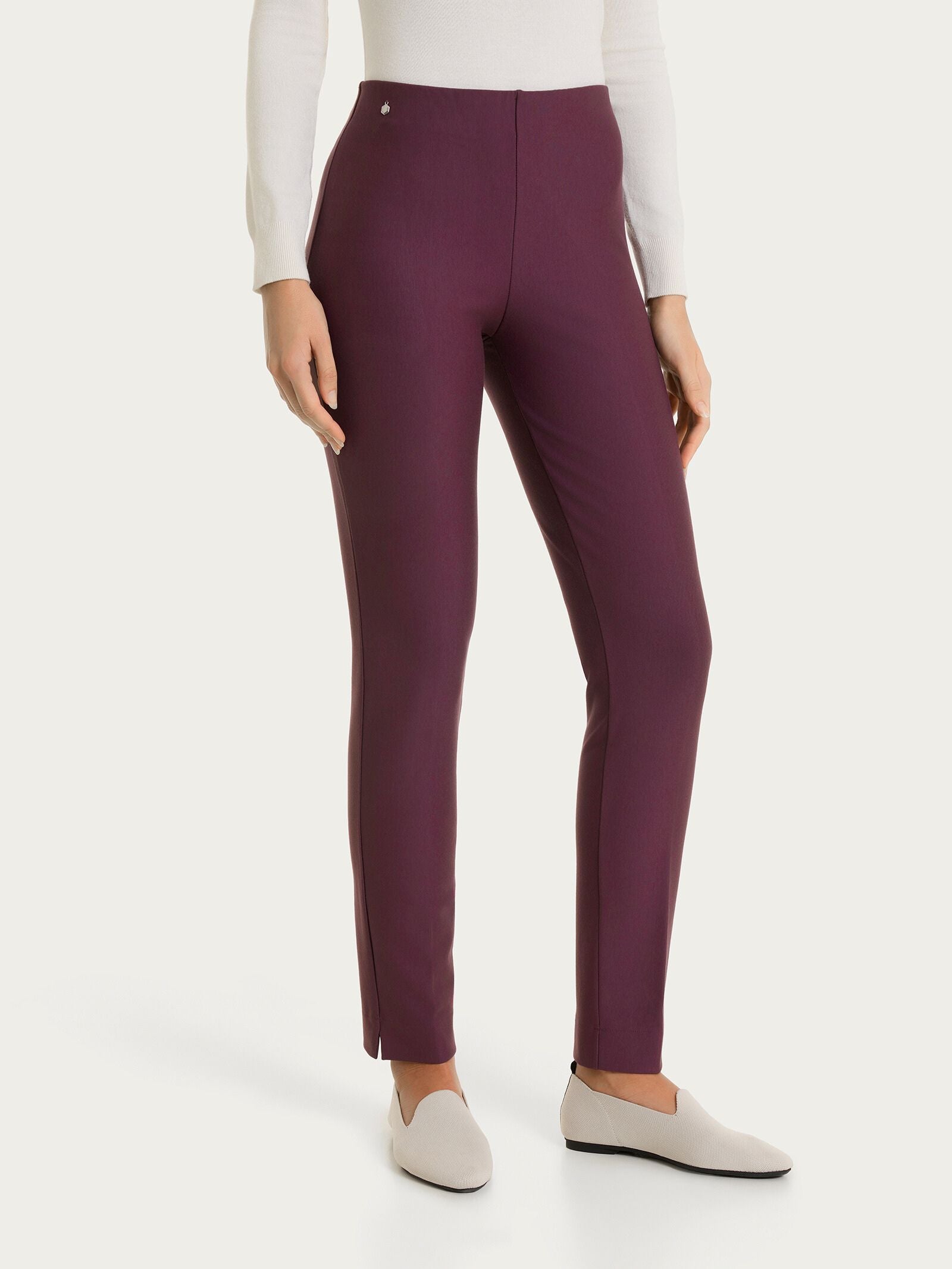 Pantalone a sigaretta con risvolto in Compact Viola Donna - Ragno
