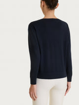 Maglia con scollo a barchetta in Merino Soft Blu Donna - Ragno