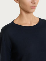 Maglia con scollo a barchetta in Merino Soft Blu Donna - Ragno
