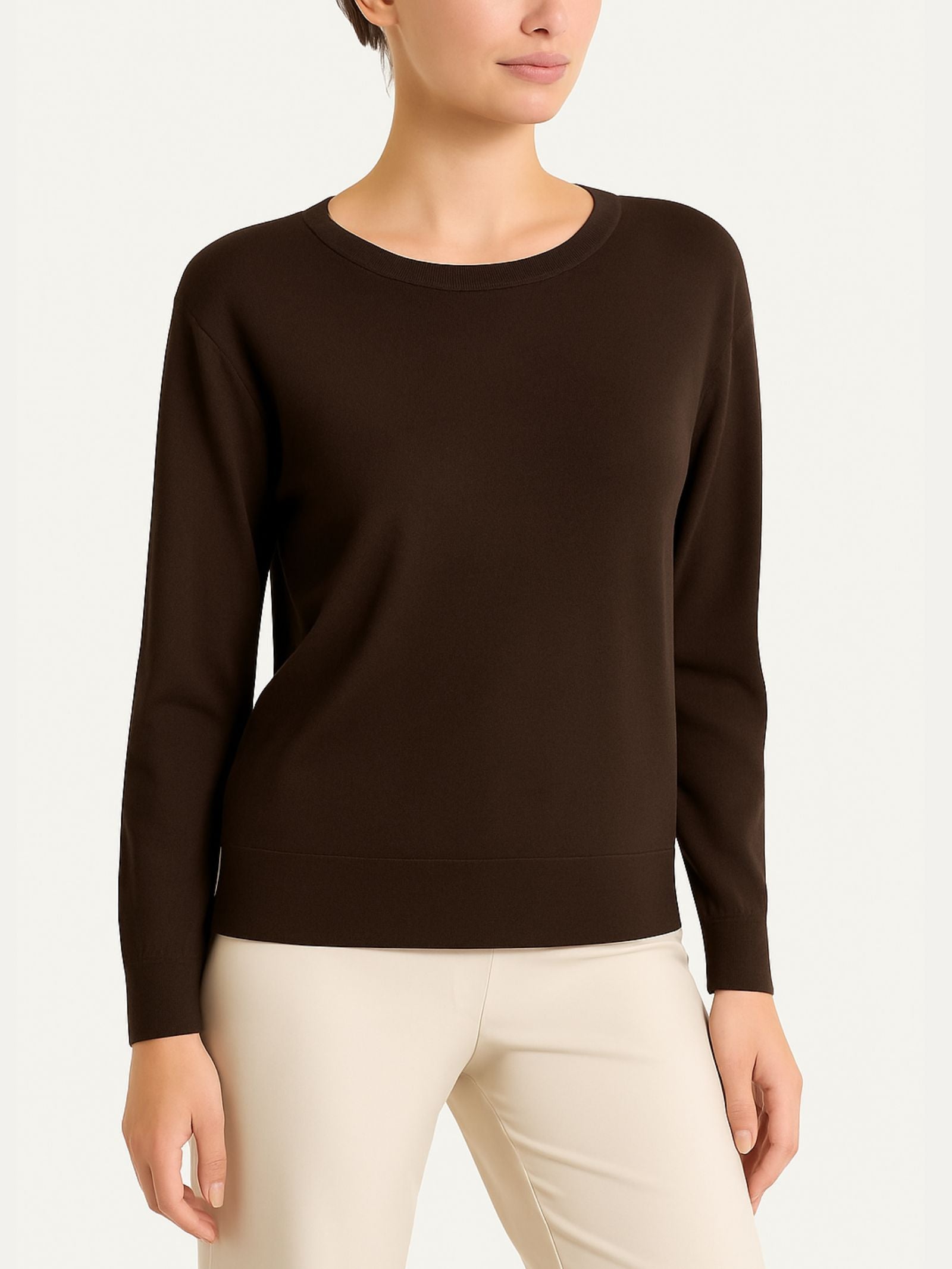 Maglia con scollo a barchetta in Merino Soft Marroni Donna - Ragno