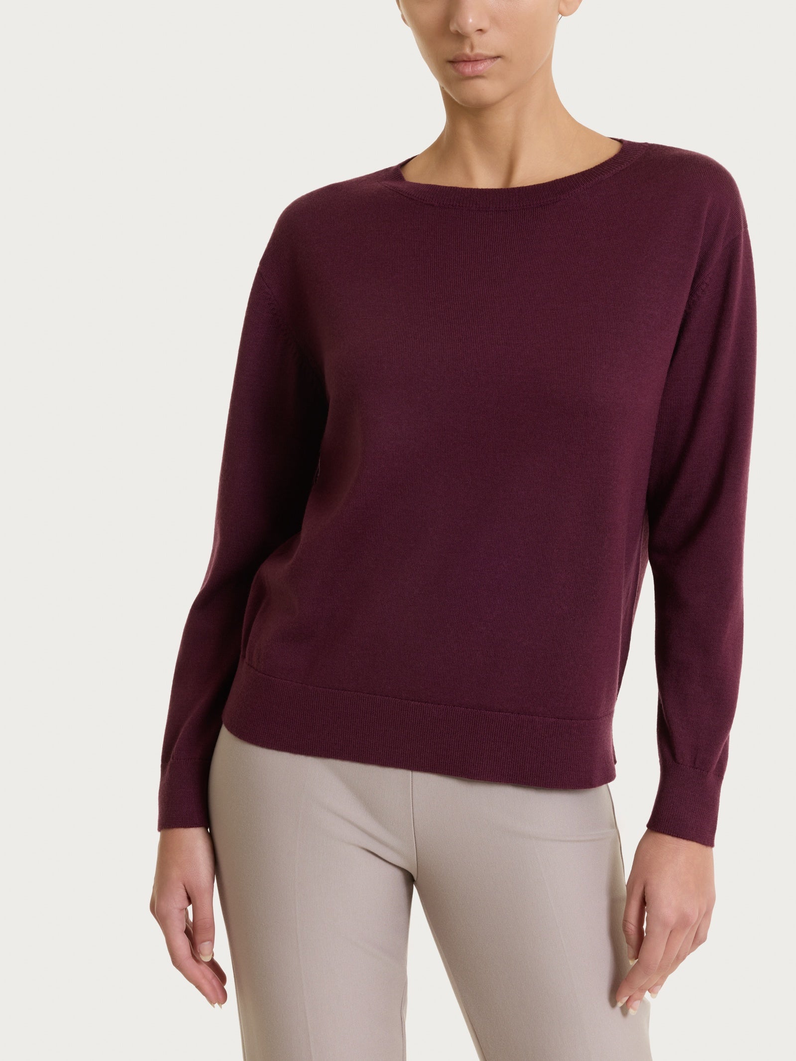Maglia con scollo a barchetta in Merino Soft Viola Donna - Ragno