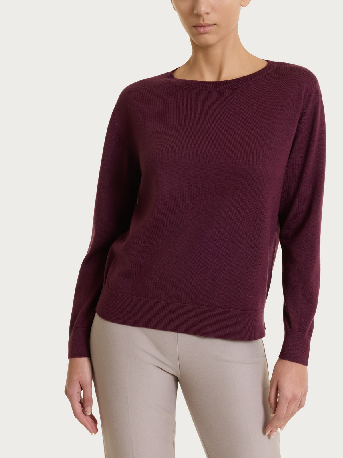 Maglia con scollo a barchetta in Merino Soft Viola Donna - Ragno