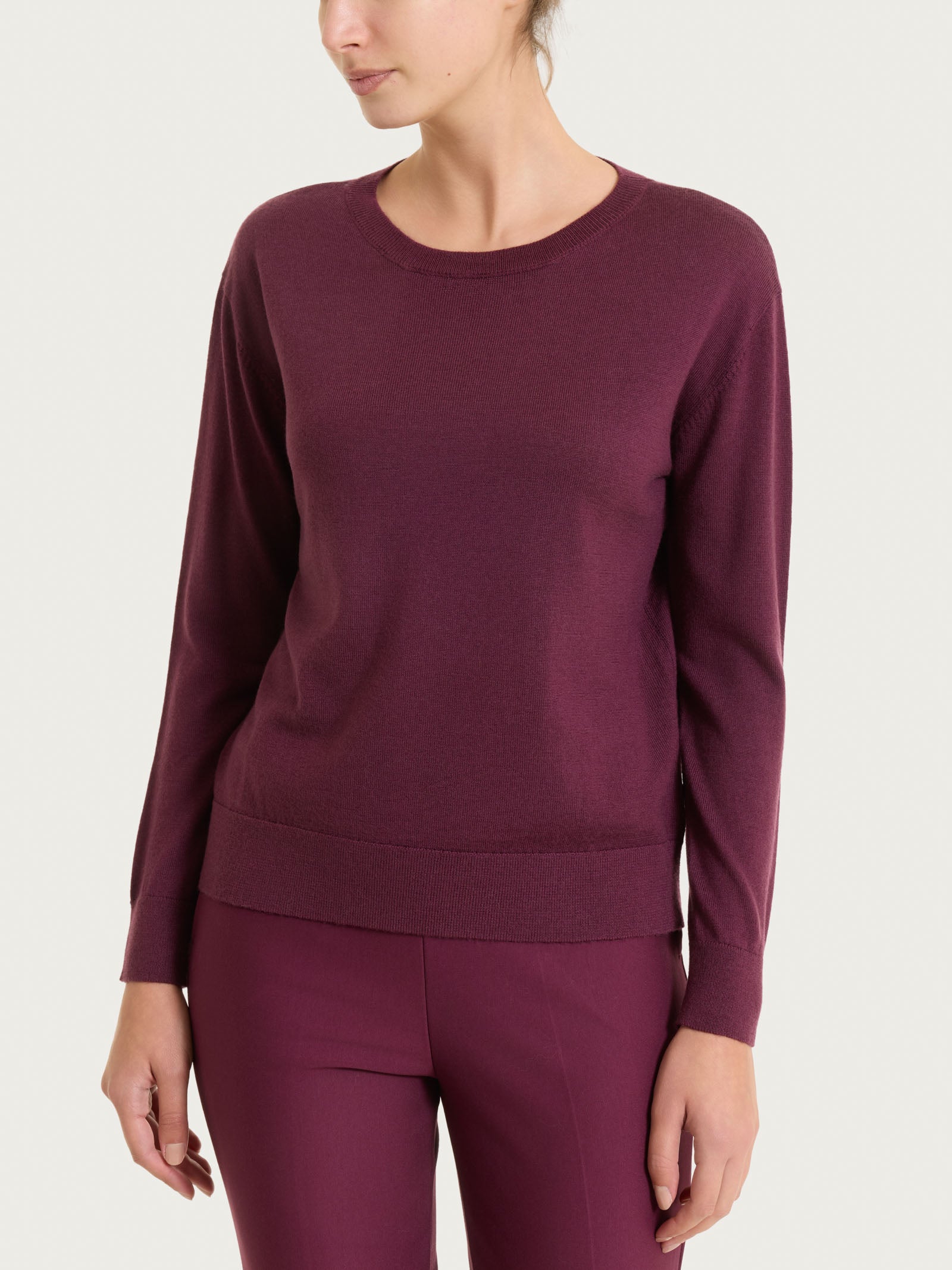 Maglia con scollo a barchetta in Merino Soft Viola Donna - Ragno