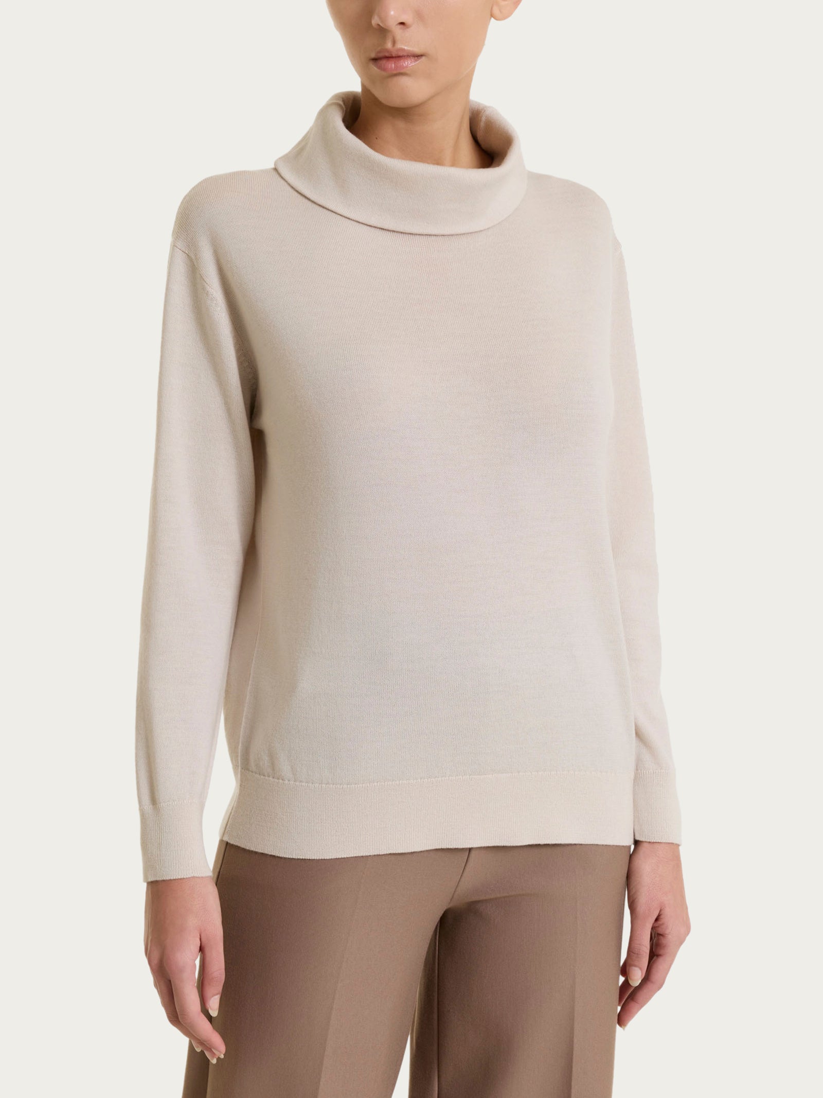 Maglia con collo a ciambella in Merino Soft Bianchi Donna - Ragno