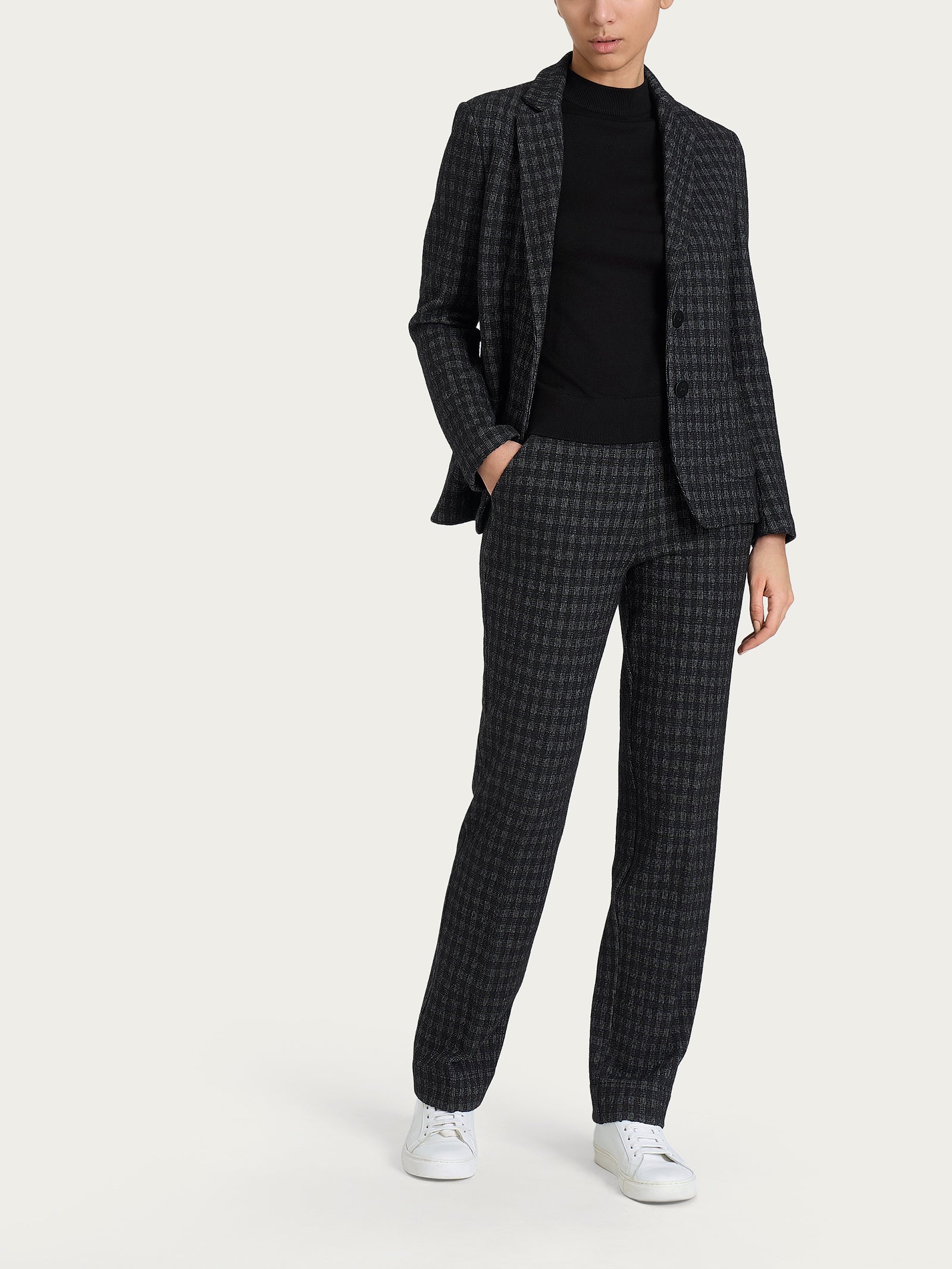 Blazer due bottoni in Eco Jacquard misto lana Neri Donna - Ragno
