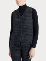 Gilet con quattro bottoni in Eco Jacquard misto lana Neri Donna - Ragno