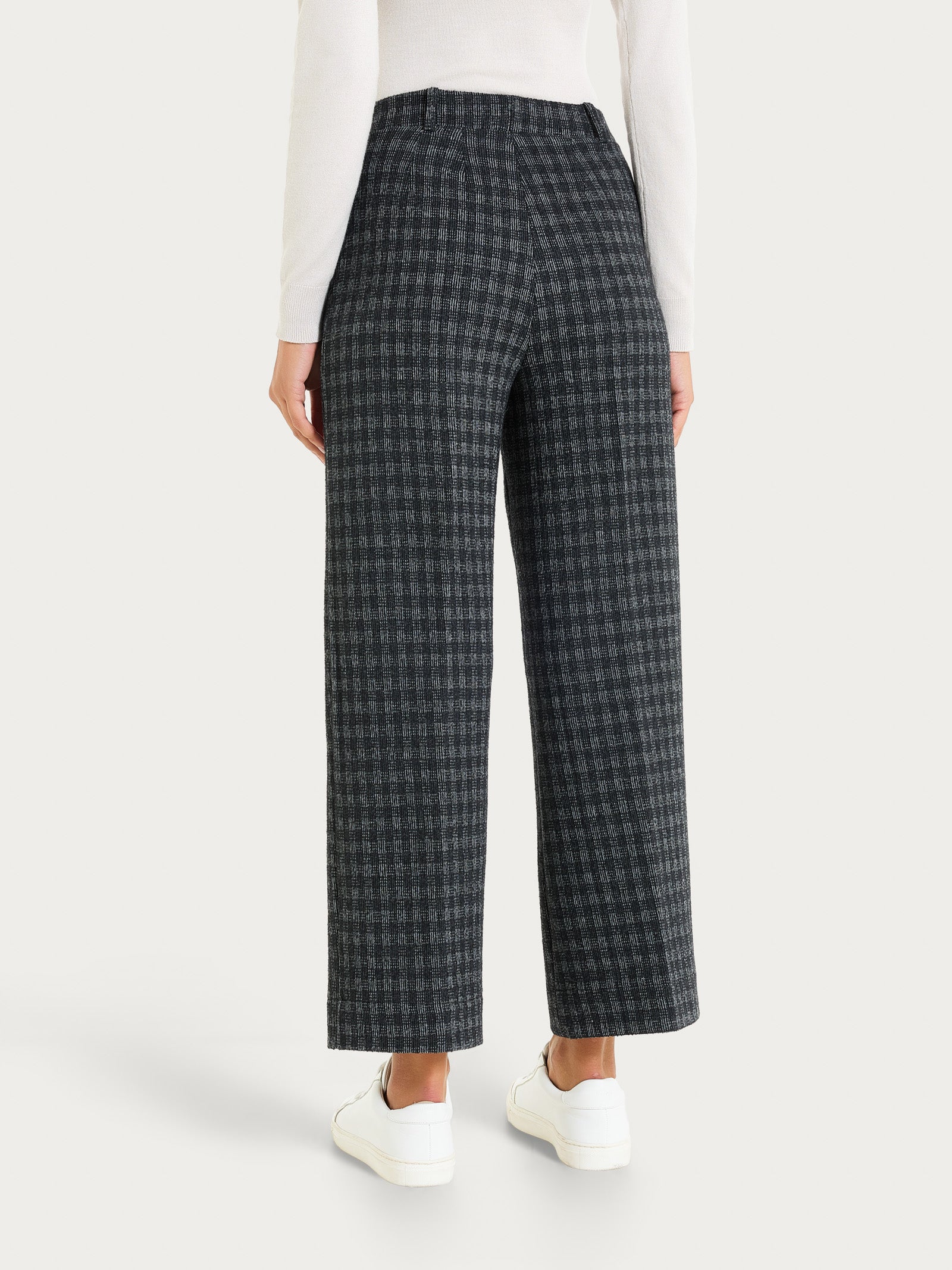 Pantalone ampio alla caviglia in Eco Jacquard misto lana Neri Donna - Ragno