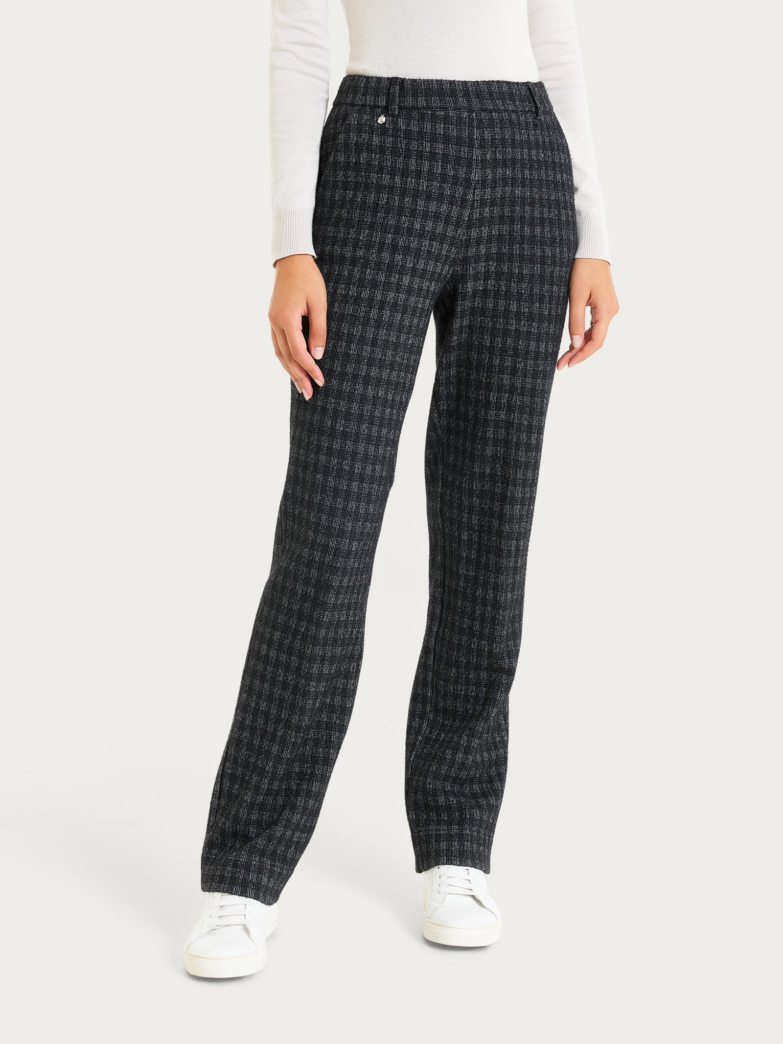 Pantalone dritto con tasche in Eco Jacquard misto lana Neri Donna - Ragno