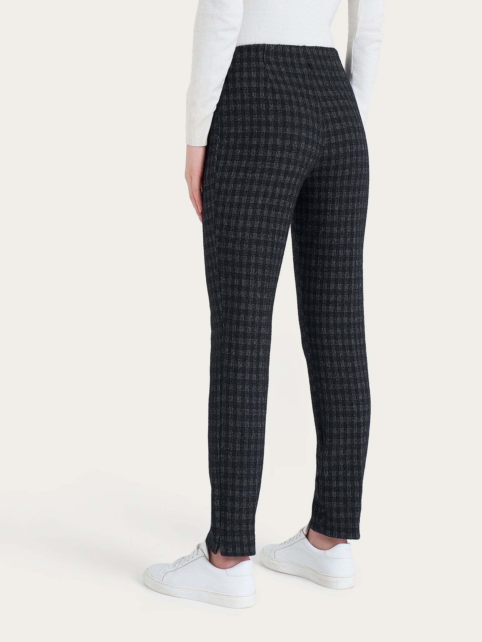 Pantalone a sigaretta con spacchetti in Eco Jacquard misto lana Neri Donna - Ragno