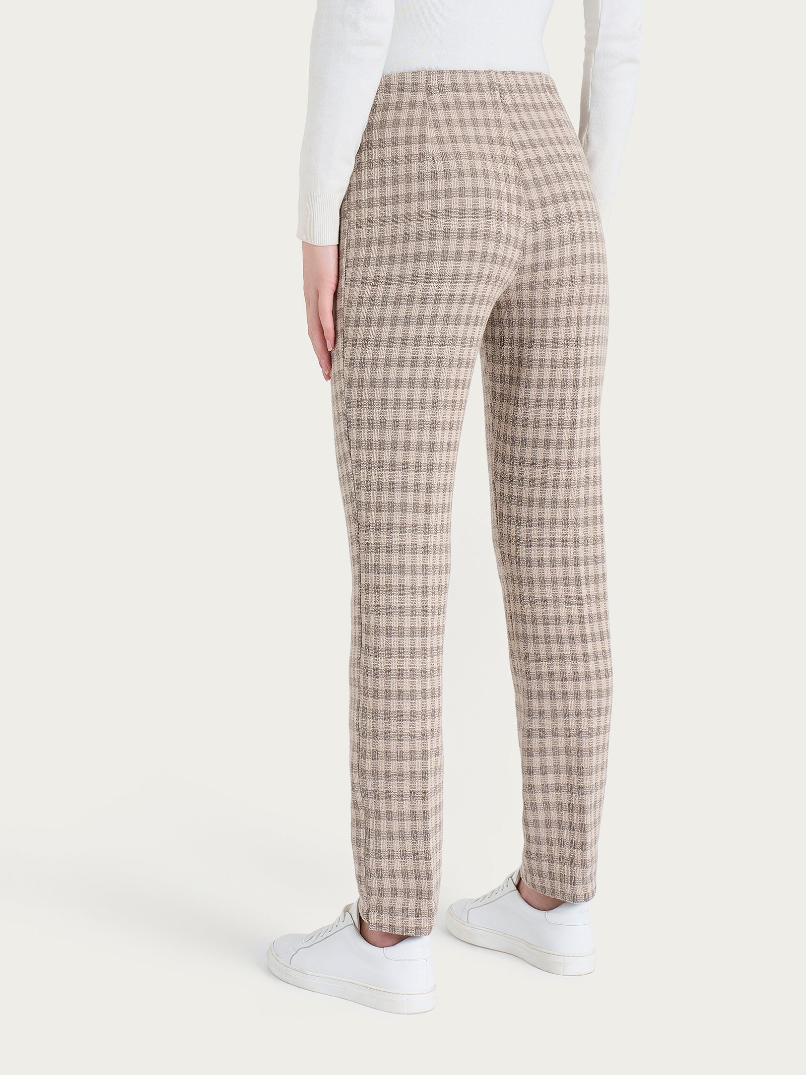 Pantalone a sigaretta con spacchetti in Eco Jacquard misto lana Marroni Donna - Ragno