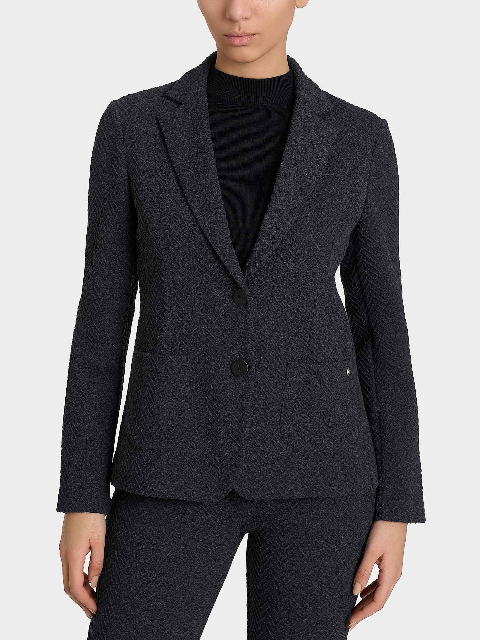Blazer con due bottoni in Eco Jacquard Neri Donna - Ragno
