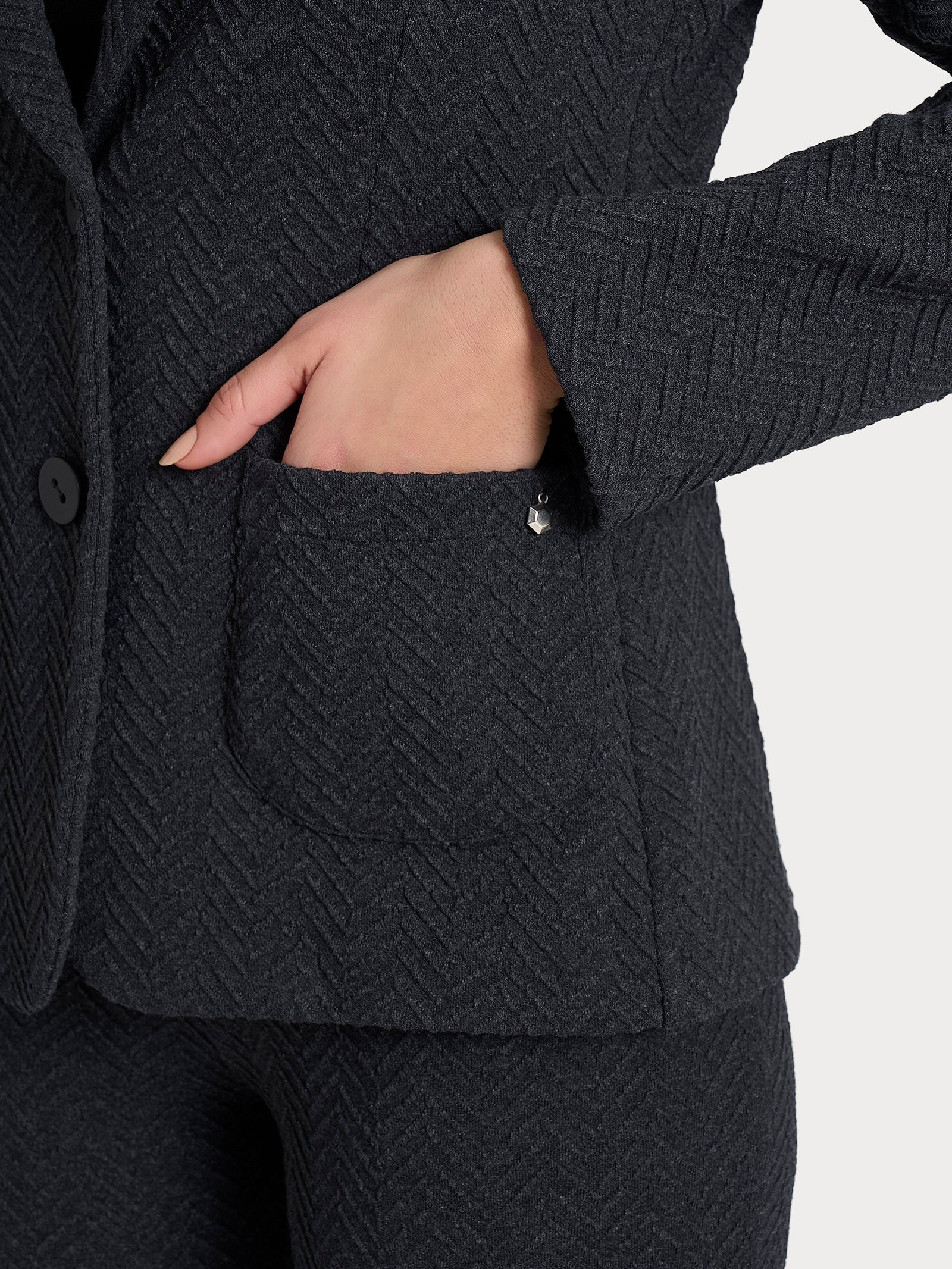 Blazer con due bottoni in Eco Jacquard Neri Donna - Ragno