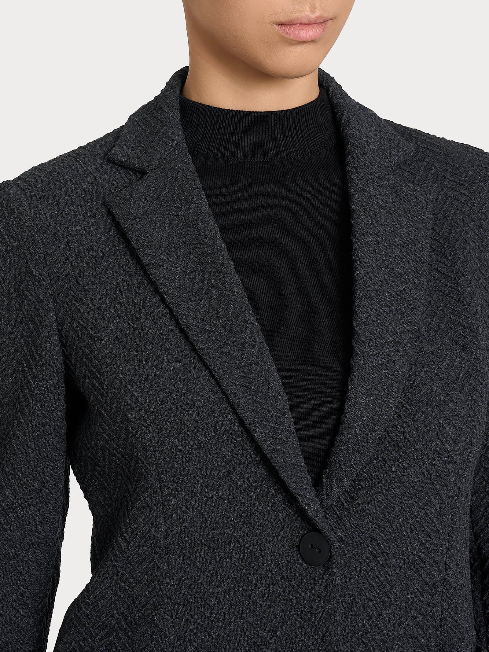 Blazer con due bottoni in Eco Jacquard Neri Donna - Ragno