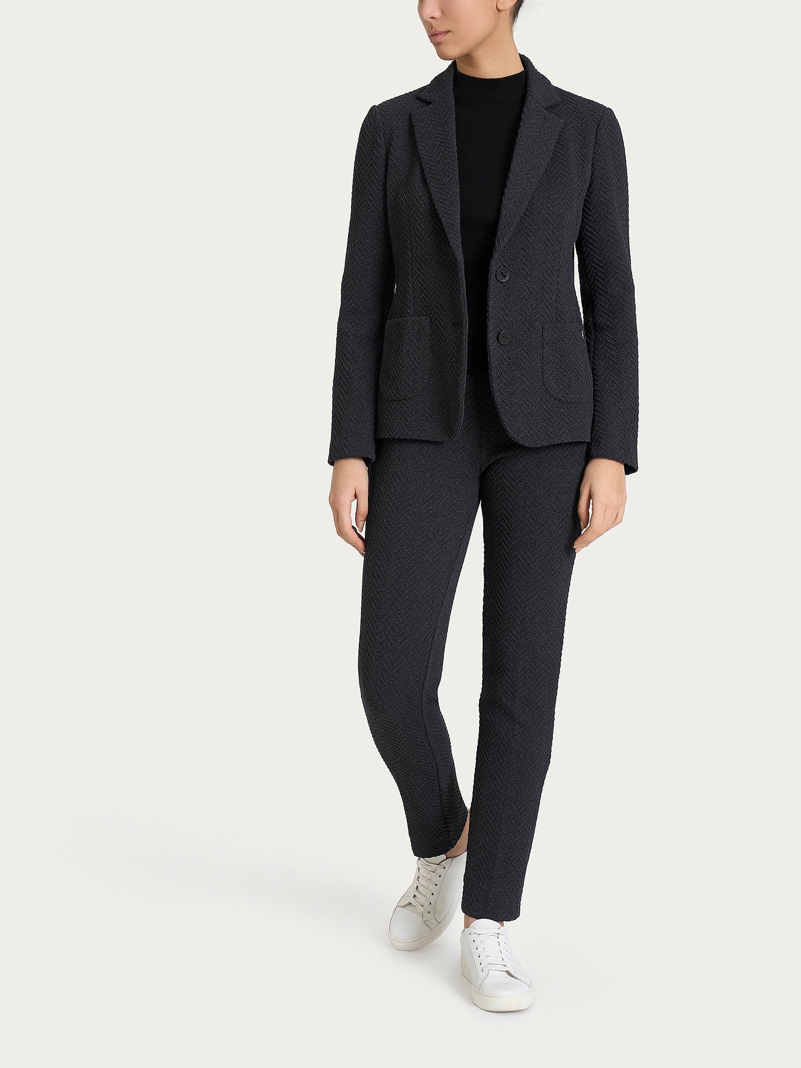 Blazer con due bottoni in Eco Jacquard Neri Donna - Ragno