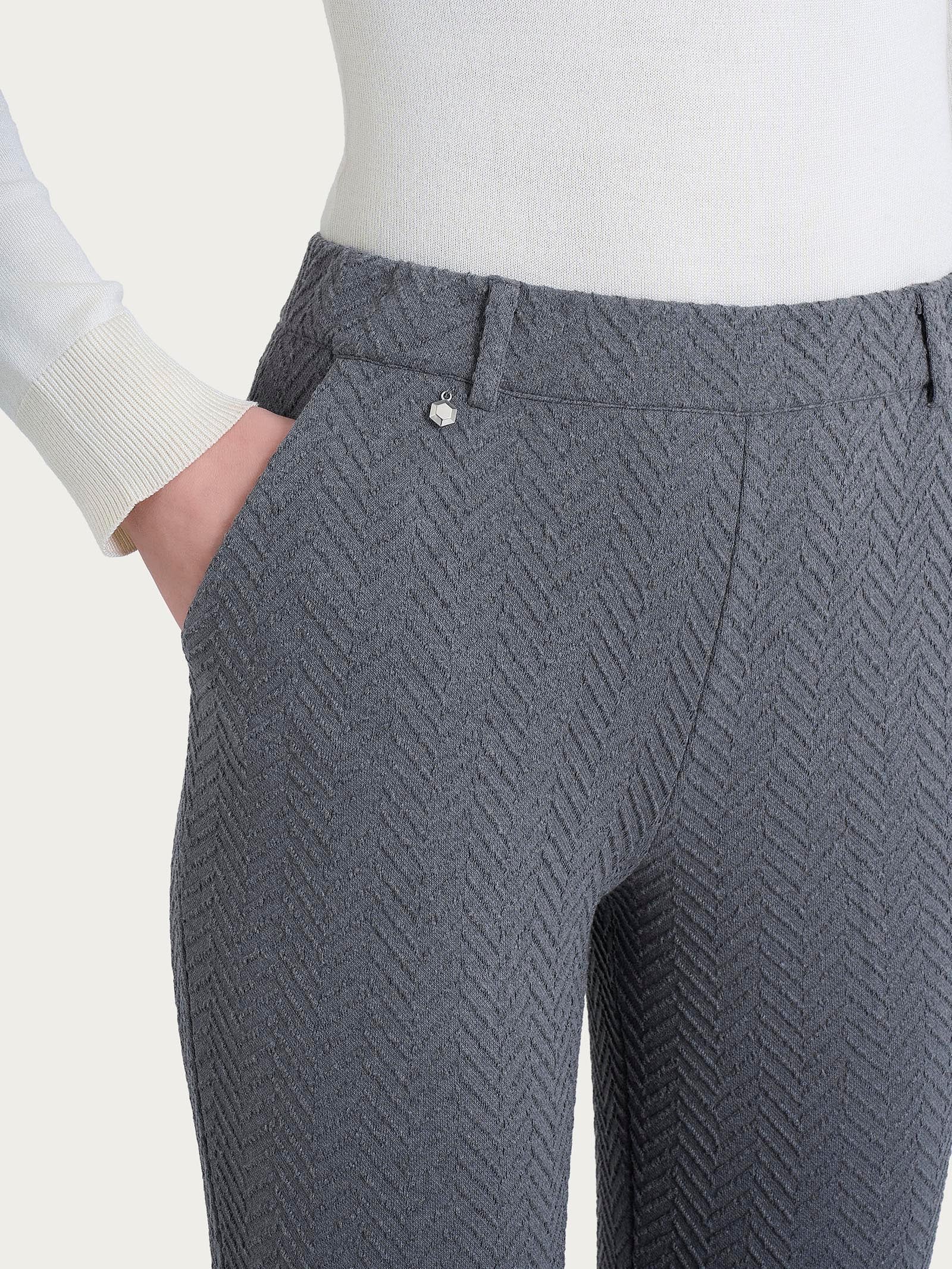 Pantalone dritto con tasche in Eco Jacquard  Neri Donna - Ragno