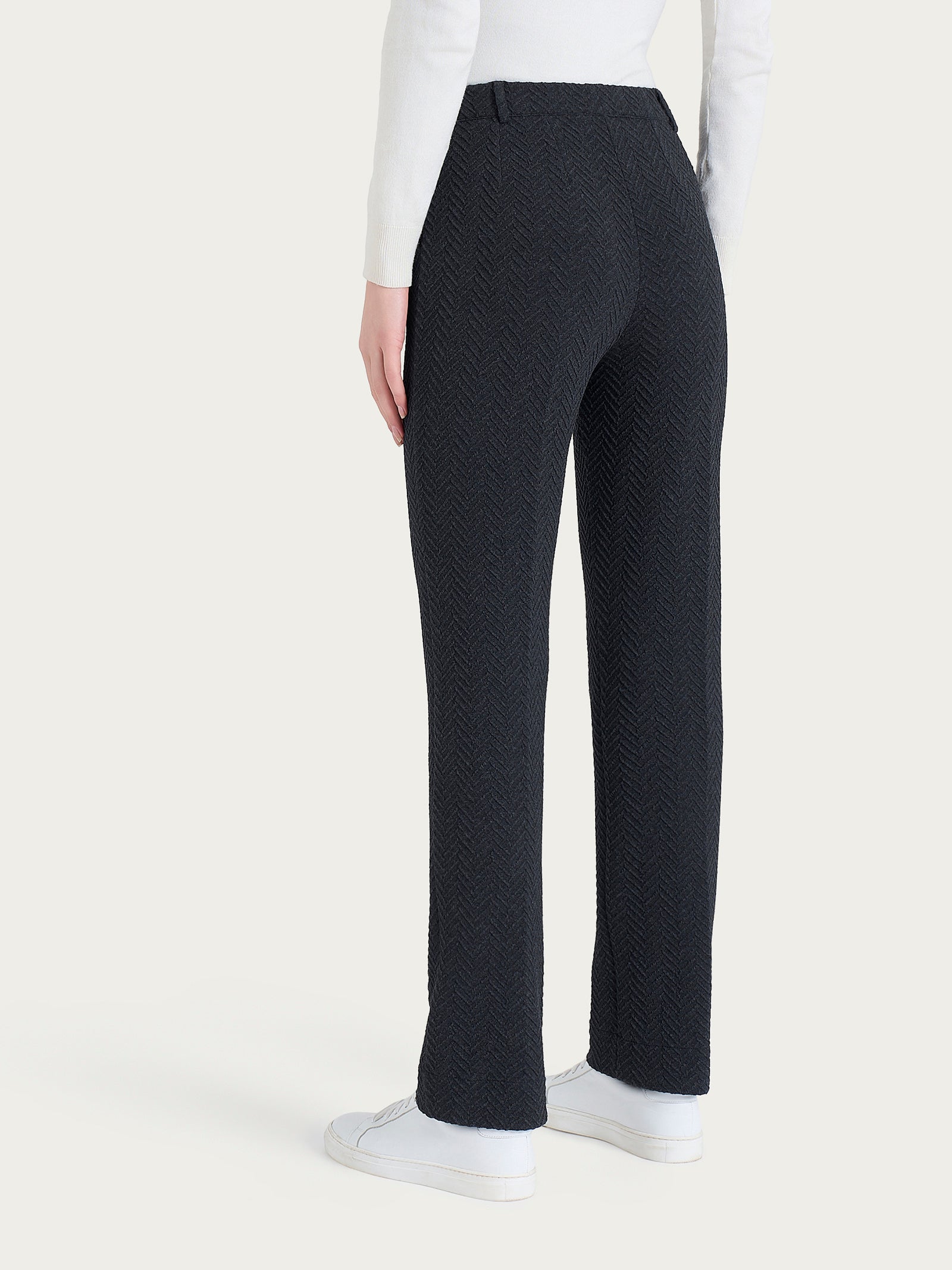 Pantalone dritto con tasche in Eco Jacquard  Neri Donna - Ragno