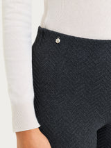 Pantalone a sigaretta con spacchetti in Eco Jacquard Neri Donna - Ragno