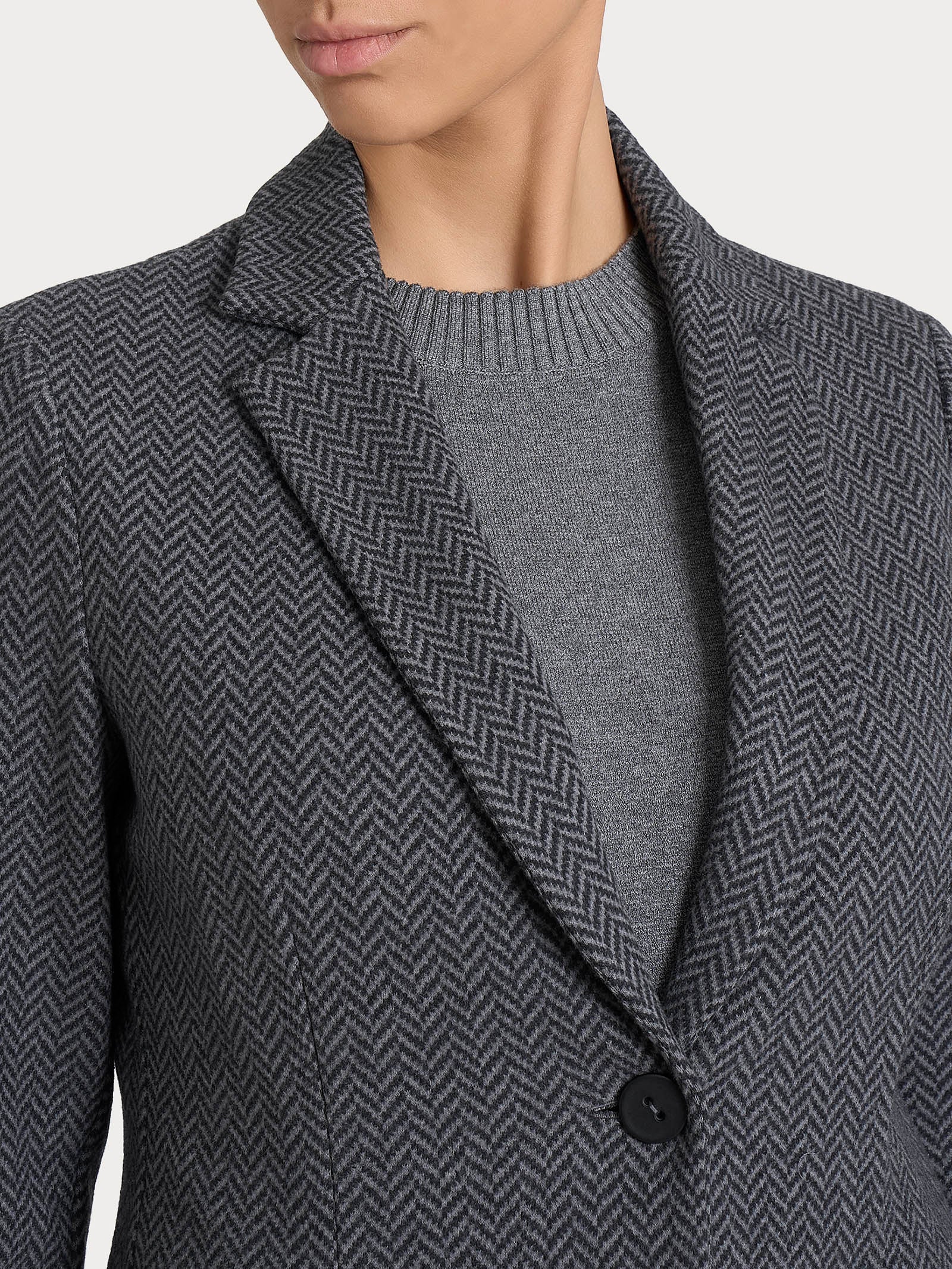 Blazer due bottoni con fantasia in Eco Jacquard Neri Donna - Ragno
