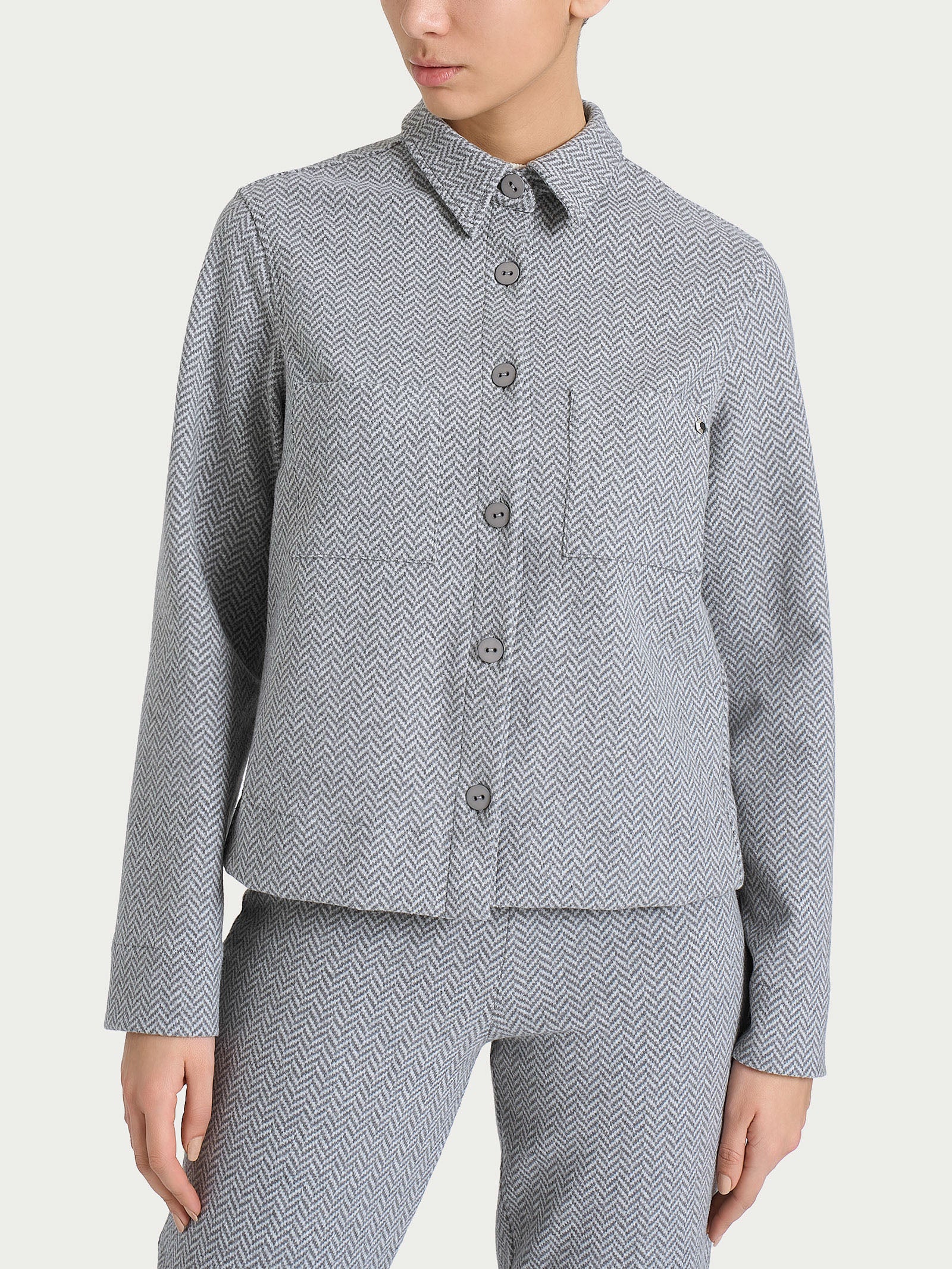 Giacca Shacket con fantasia in Eco Jacquard - Fant.Grigio Mel. – Ragno