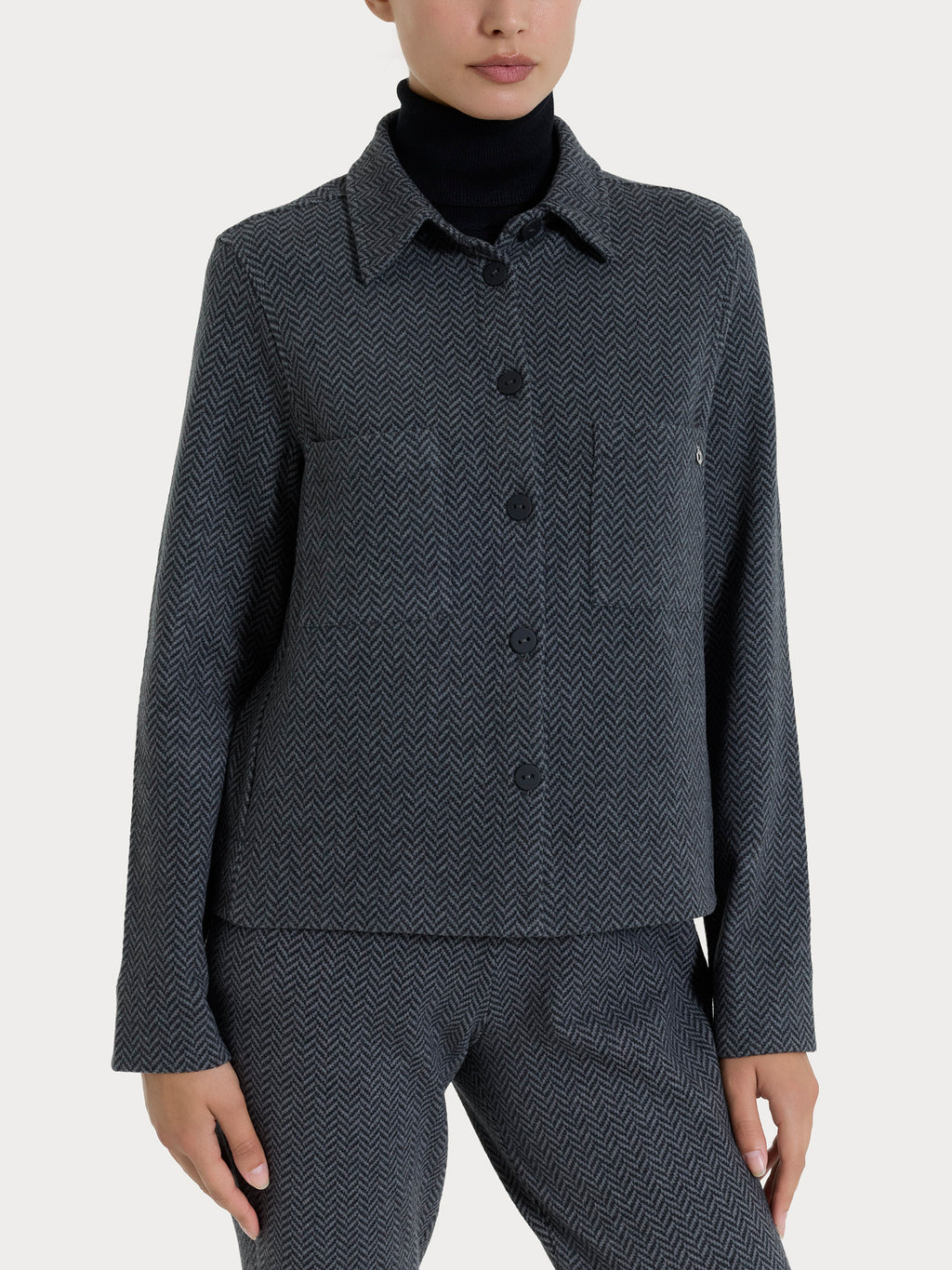 Giacca Shacket con fantasia in Eco Jacquard - Fant.Oscuro Mel – Ragno