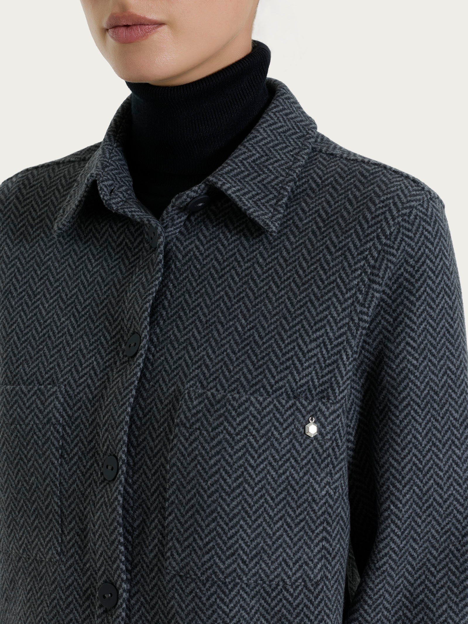 Giacca Shacket con fantasia in Eco Jacquard - Fant.Oscuro Mel – Ragno
