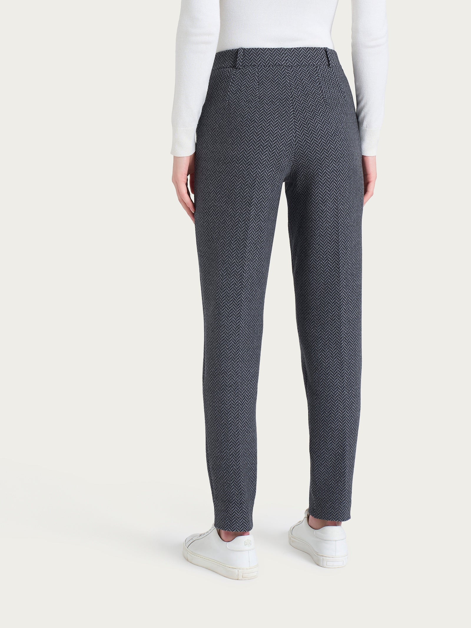 Pantalone in fantasia chino slim con tasche in Eco Jacquard Neri Donna - Ragno