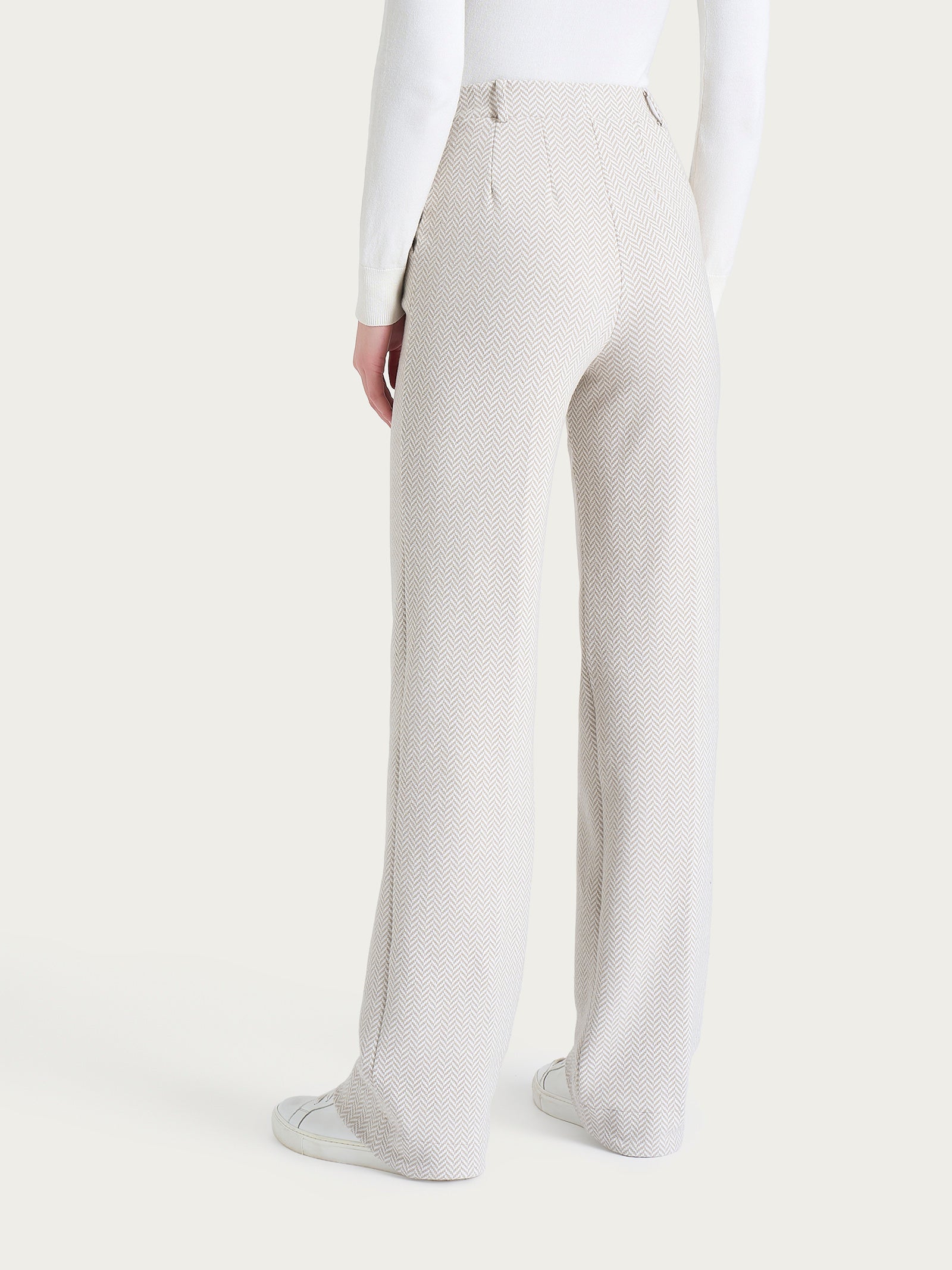 Pantalone in fantasia ampio con tasche in Eco Jacquard Bianchi Donna - Ragno
