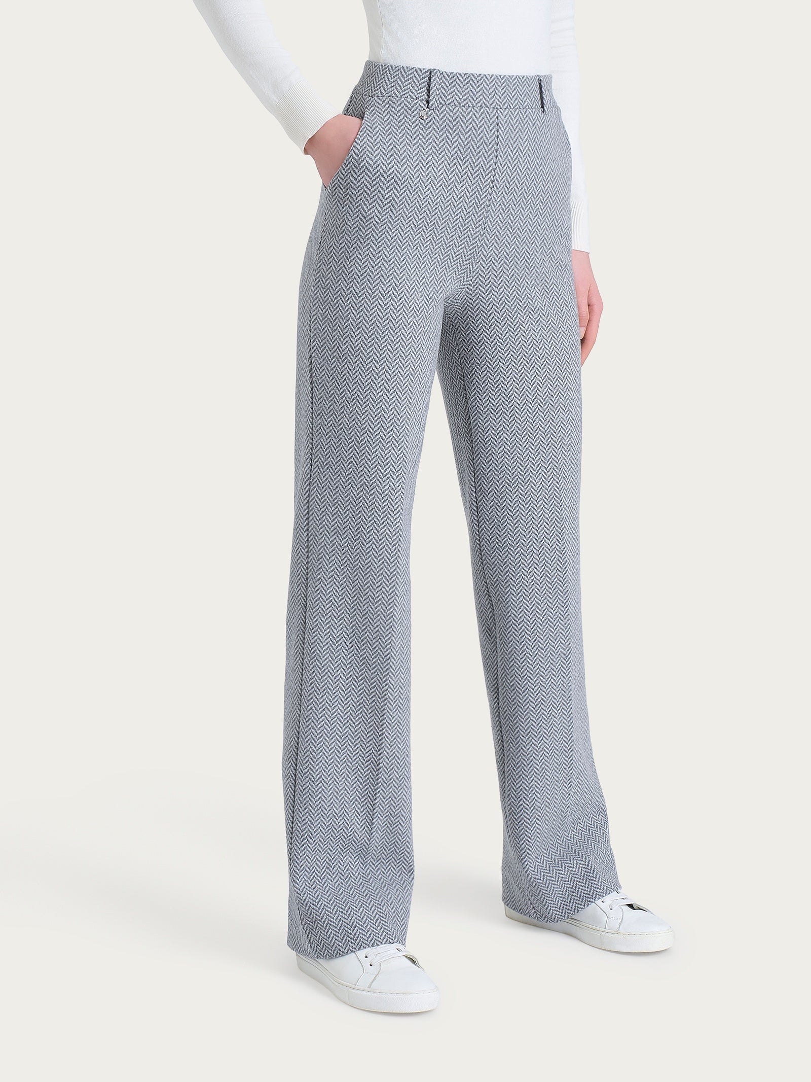 Pantalone in fantasia ampio con tasche in Eco Jacquard Neri Donna - Ragno