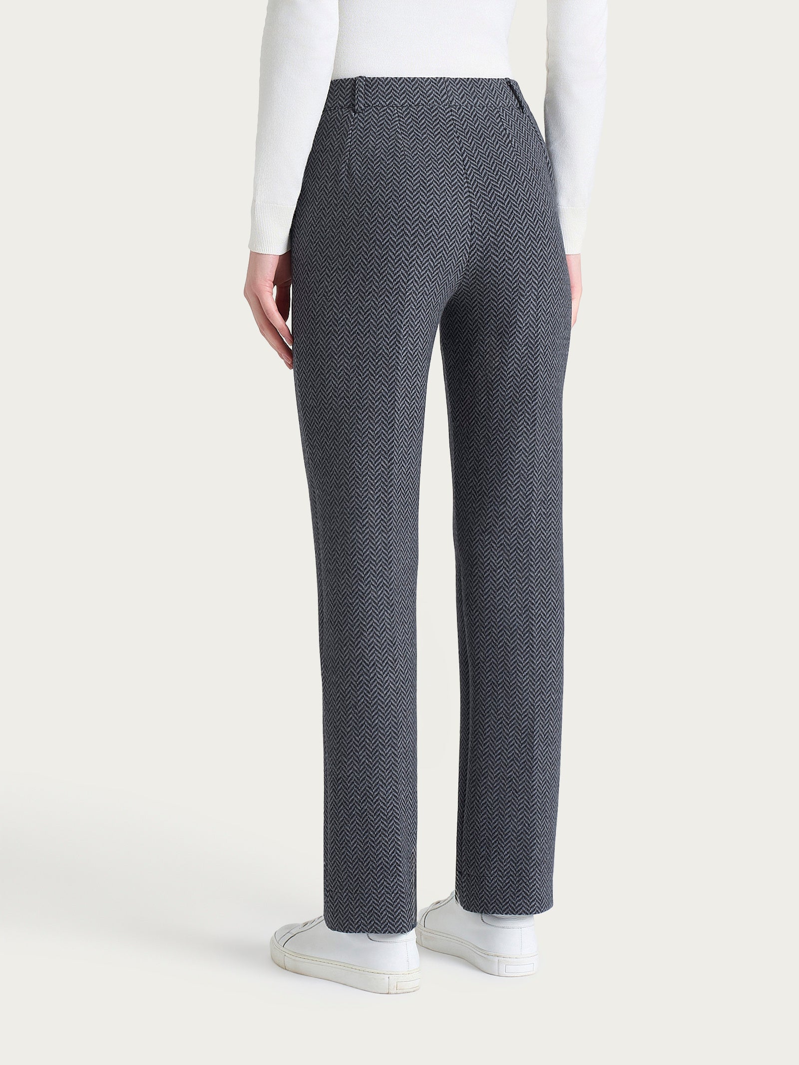 Pantalone in fantasia dritto con tasche in Eco Jacquard  Neri Donna - Ragno