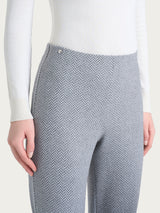 Pantalone in fantasia a sigaretta con spacchetti in Eco Jacquard Neri Donna - Ragno