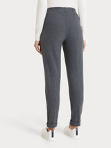 Pantalone in fantasia a sigaretta con spacchetti in Eco Jacquard Neri Donna - Ragno