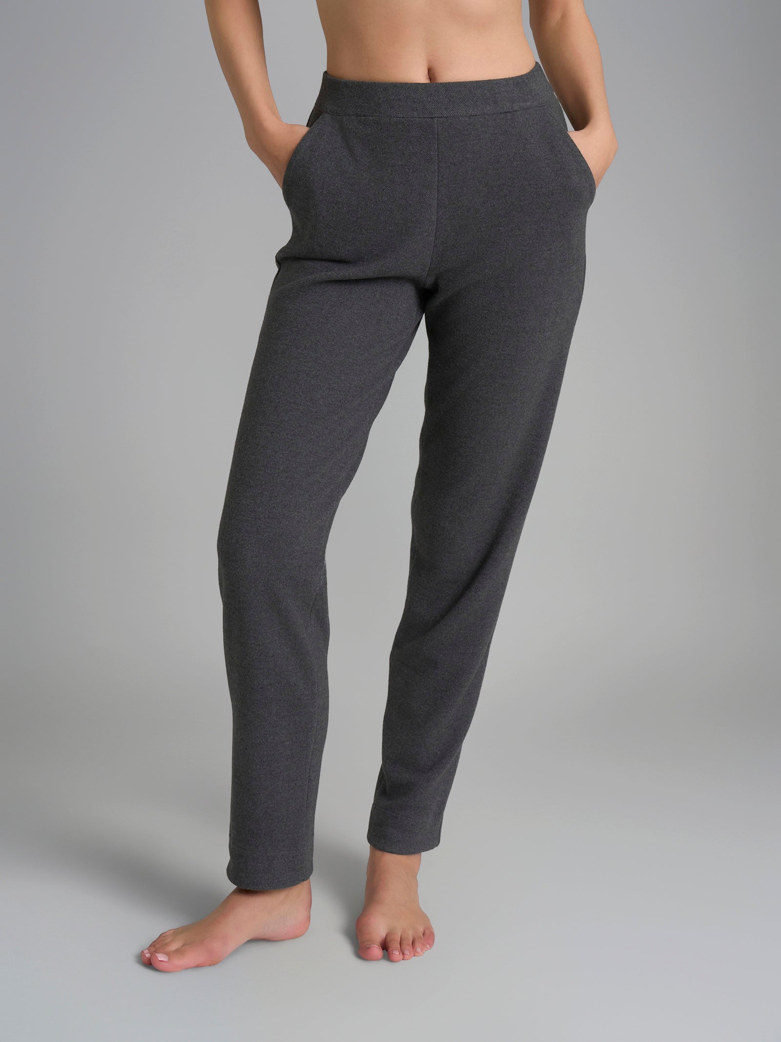 Pantalone a carota con tasche in Flannel Compact Neri Donna - Ragno