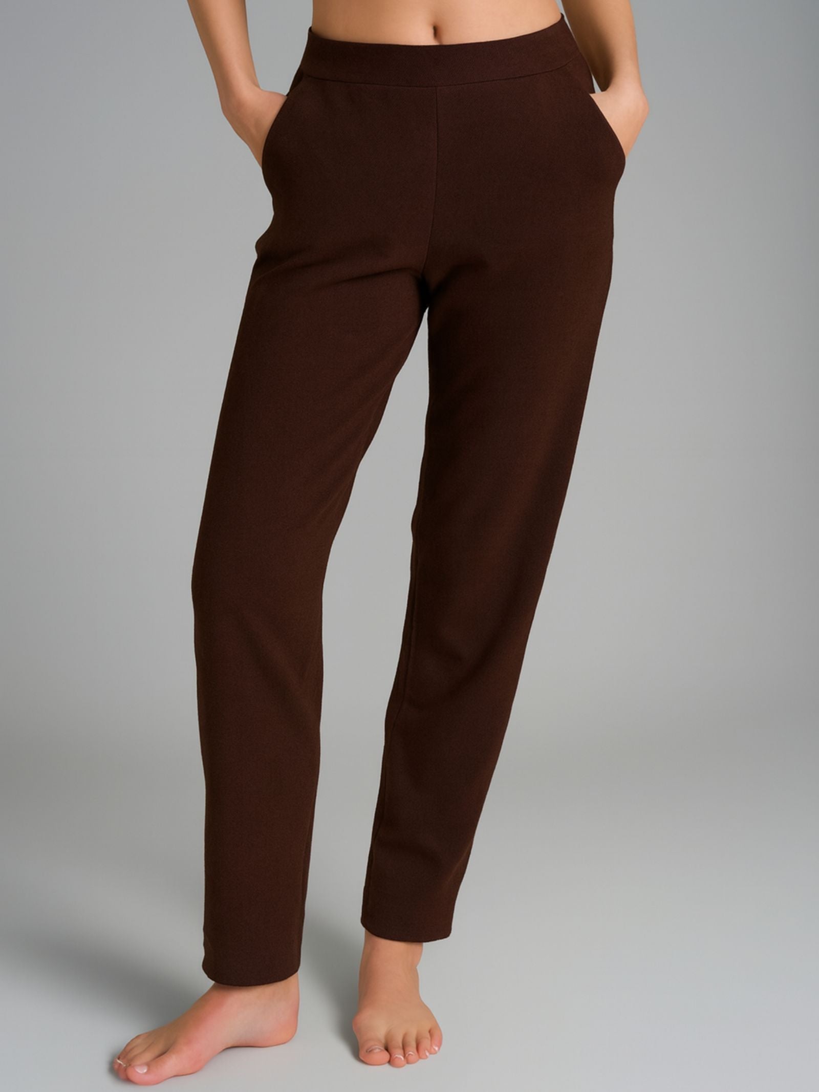 Pantalone a carota con tasche in Flannel Compact Marroni Donna - Ragno