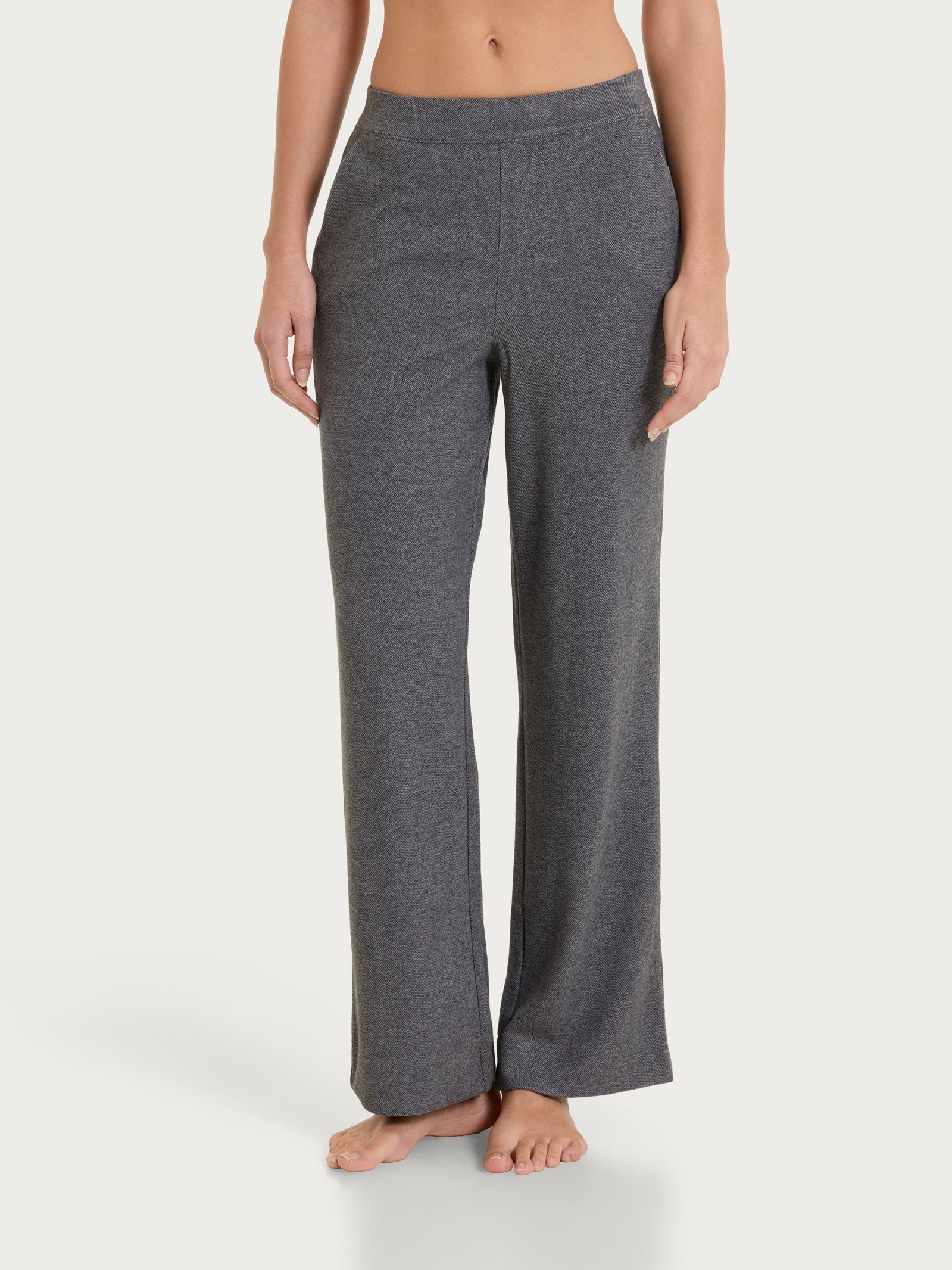 Pantalone ampio con tasche in Flannel Compact Neri Donna - Ragno