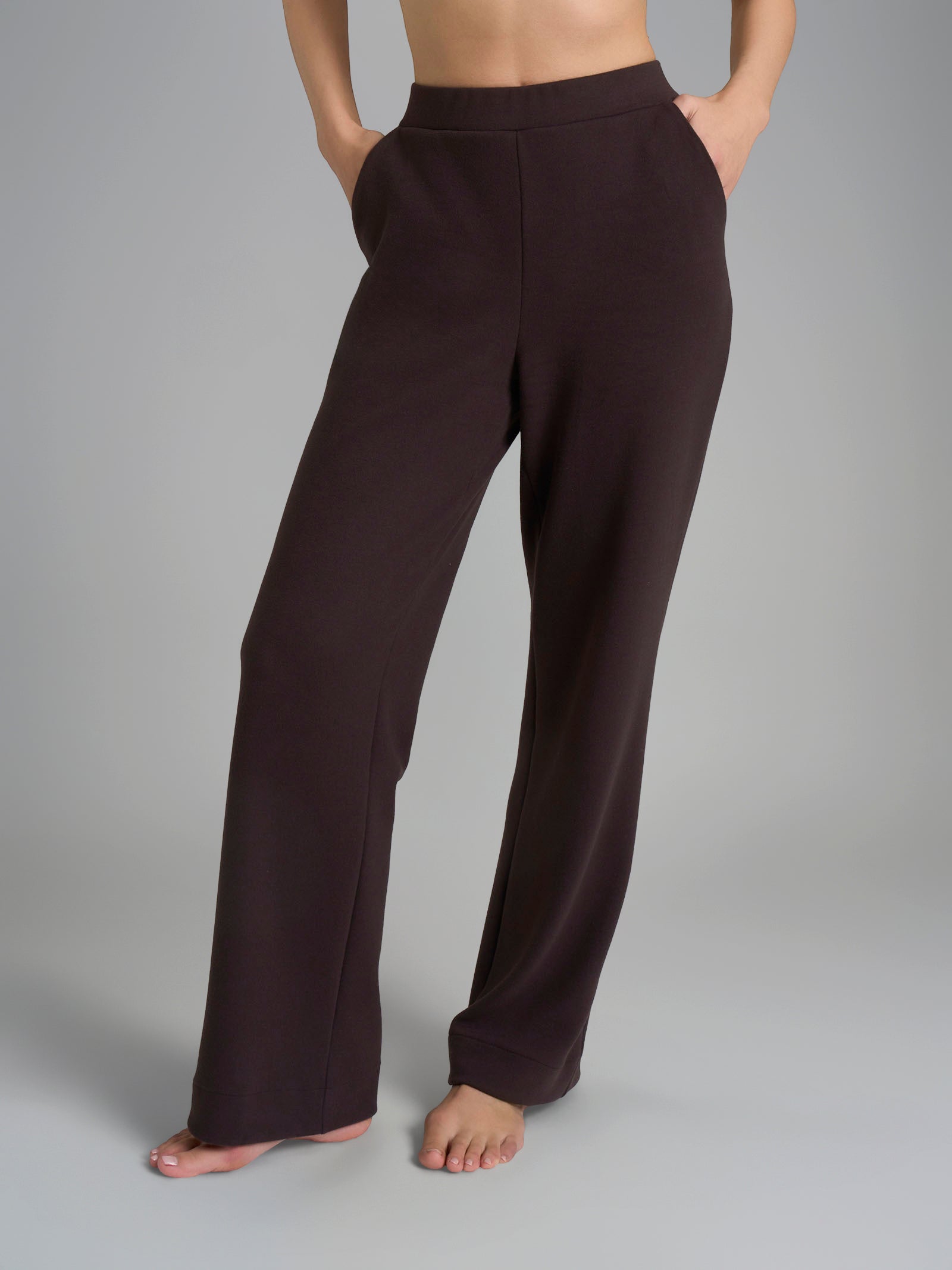 Pantalone ampio con tasche in Flannel Compact Marroni Donna - Ragno