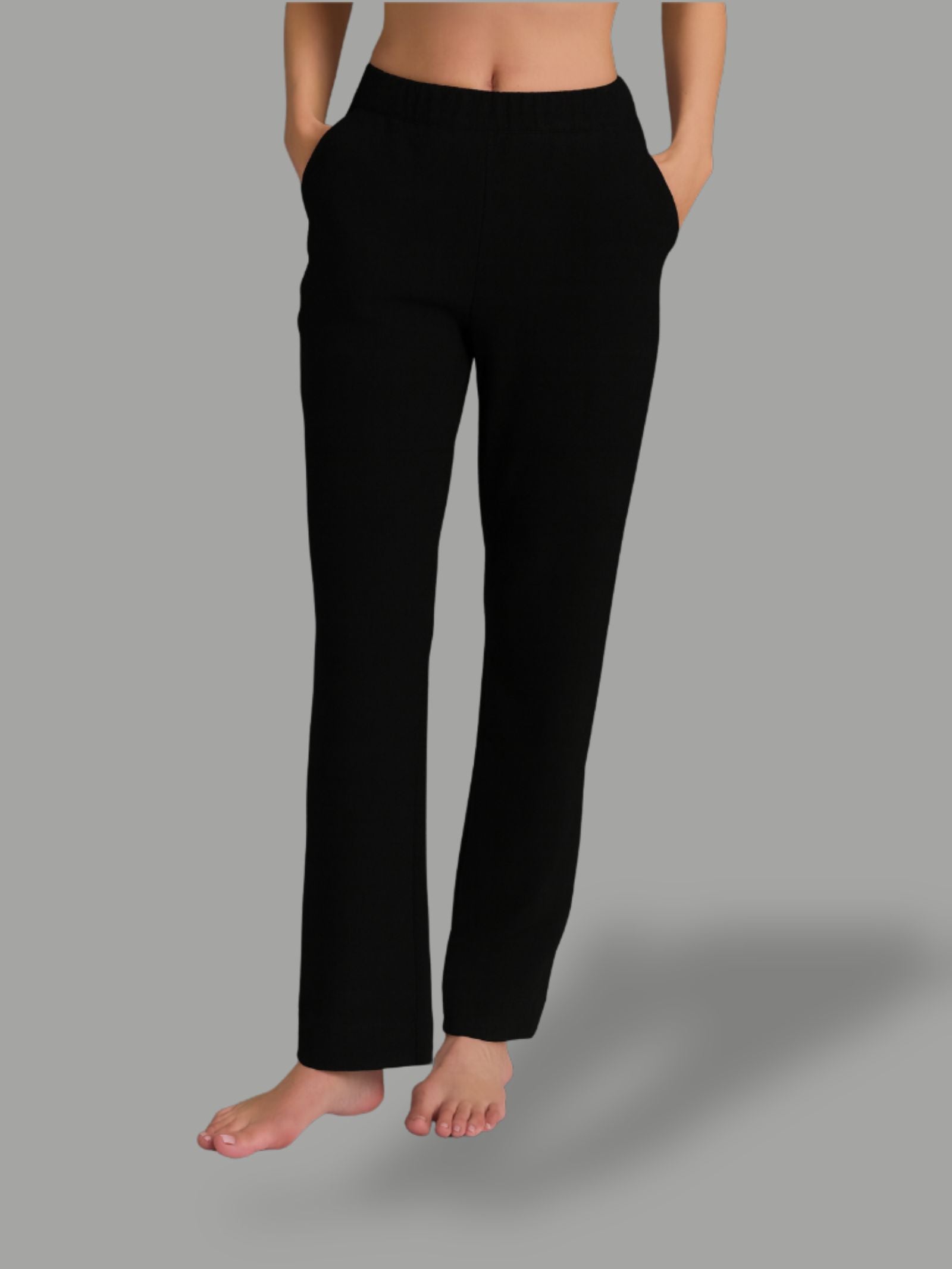 Pantalone dritto con tasche in Flannel Compact Neri Donna - Ragno